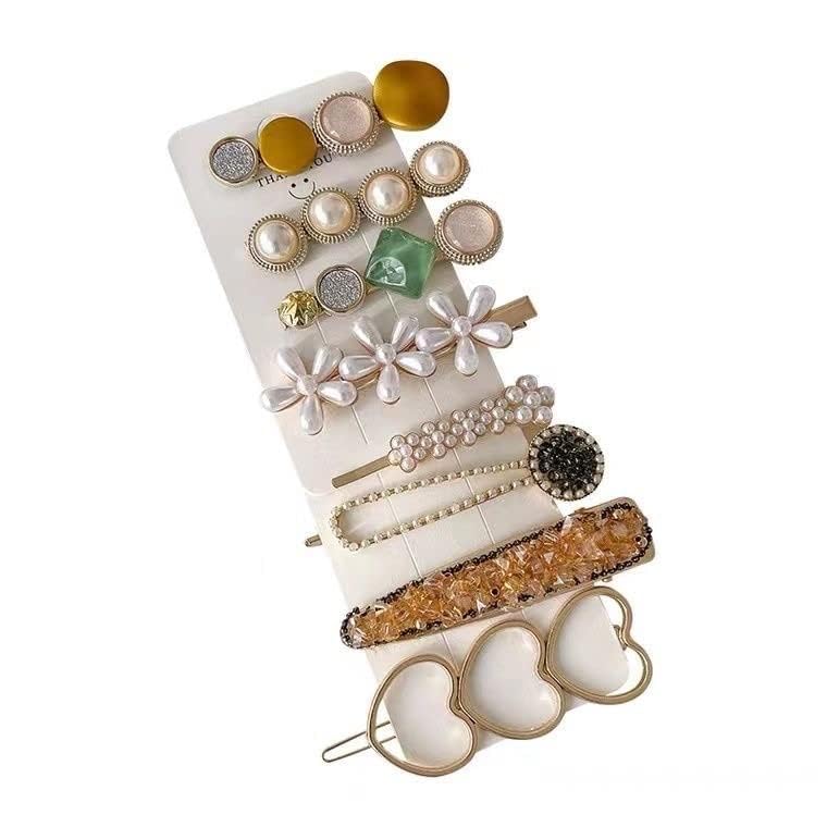 Korean Fashion Pearl Rhinestone Hair Clips - Elegant Metal Hairpins for Women & Girls | Wedding, Party & Daily Wear Hair Accessories
