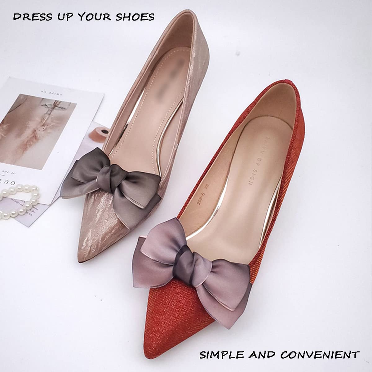 Elegant Detachable Organza Bow Shoe Clips for Women & Girls - Wedding, Party, Pumps, Hat & Bag Accessories (2-Piece Set) - Perfect for Bridal Shoes, Prom, and Special Occasions