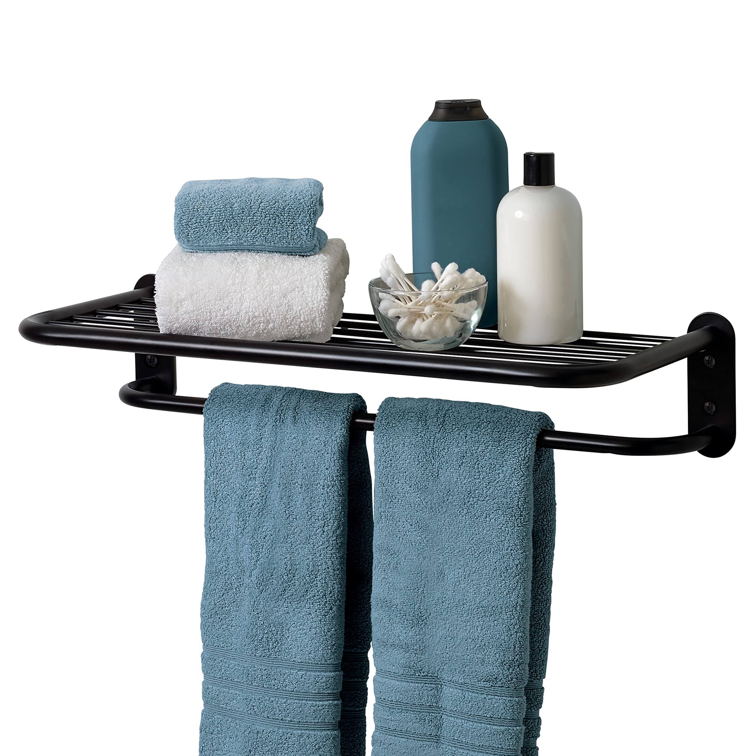 Zenna Home Floating Wall Shelf - Black - Modern & Sturdy Storage Solution for Living Room, Bedroom, or Bathroom Organization