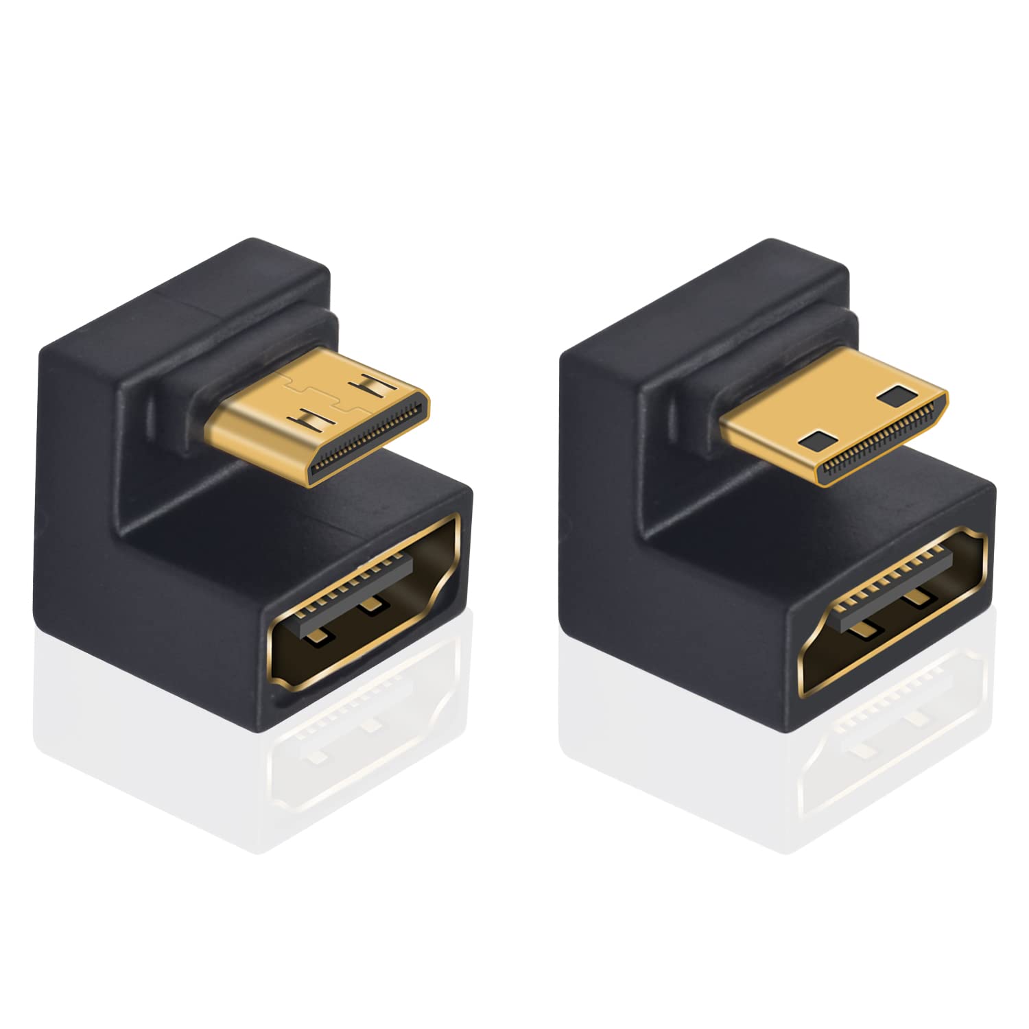 Poyiccot U-Shaped Mini HDMI to HDMI Adapter 180 Degree Male to Female Extension - Supports 8K@60Hz, 4K@120Hz, 3D, 1080P - Compatible with Digital Cameras, Monitors, DVRs (2-Pack) - Perfect for Home Theater, Gaming, and Office Setups