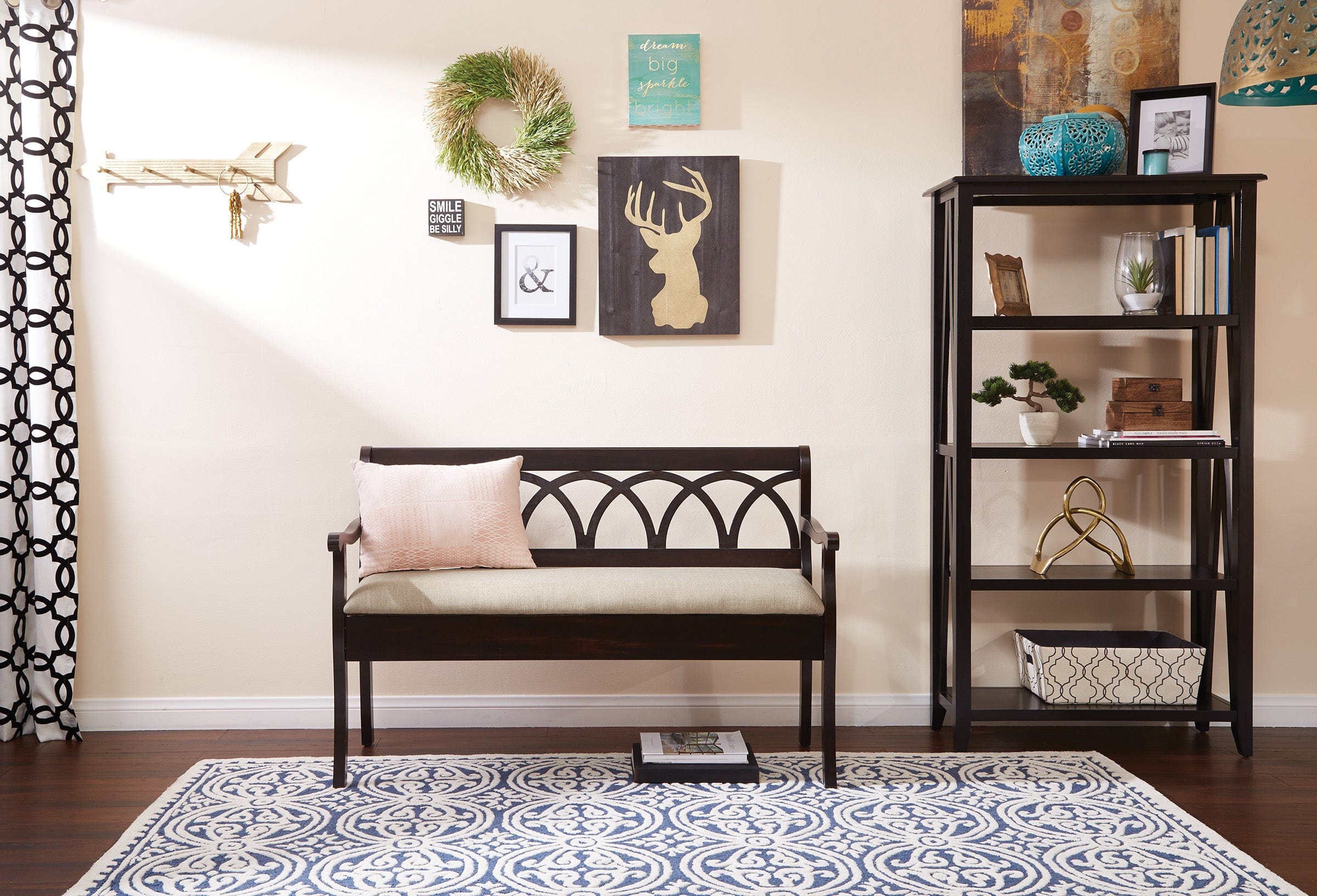 Office Star OSP Designs Coventry Storage Bench [CVN371] - Multifunctional Entryway Bench with Seat & Storage for Home, Office, or Mudroom Organization