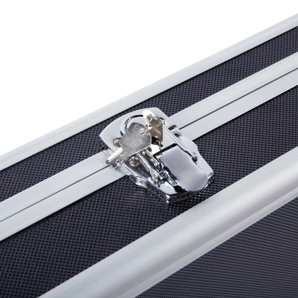 Tactical Aluminum Rifle Gun Case - Lockable Portable Shotgun Storage Box with Padded Foam Interior & Non-Slip Handle - Secure Handgun Lock Box for Firearms & Ammunition - Black | Perfect for Range Transport, Hunting Trips & Home Gun Safe Storage