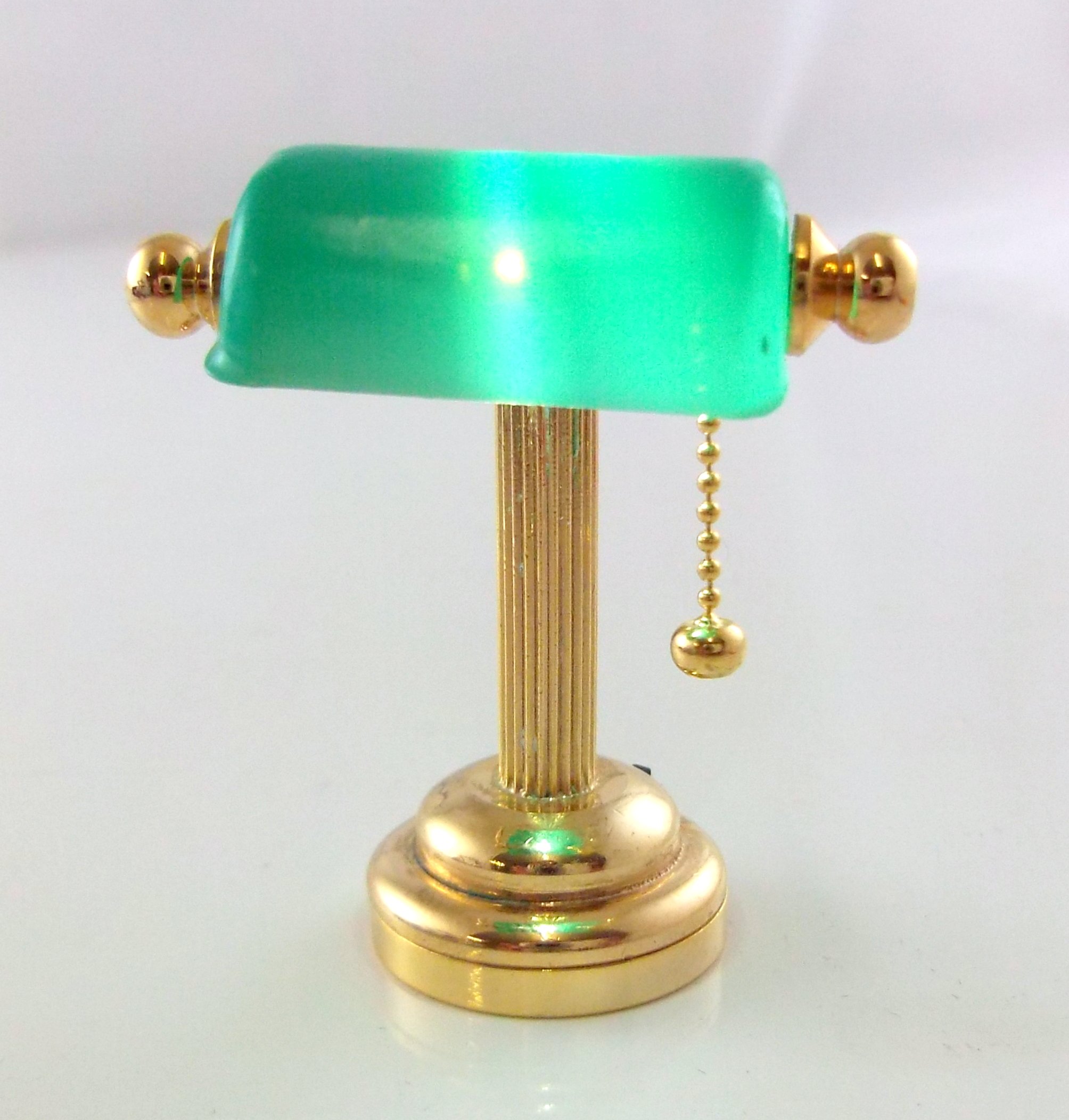 1:12 Scale Miniature Green LED Desk Lamp for Dollhouse - Battery Operated Lighting - Perfect for Dollhouse Decor, Miniature Scenes & Model Displays