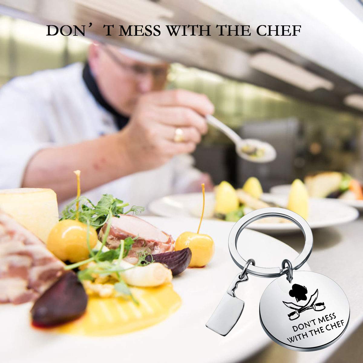 Chef Keychain - Don't Mess With The Chef Jewelry Gift for Cooks & Kitchen Lovers