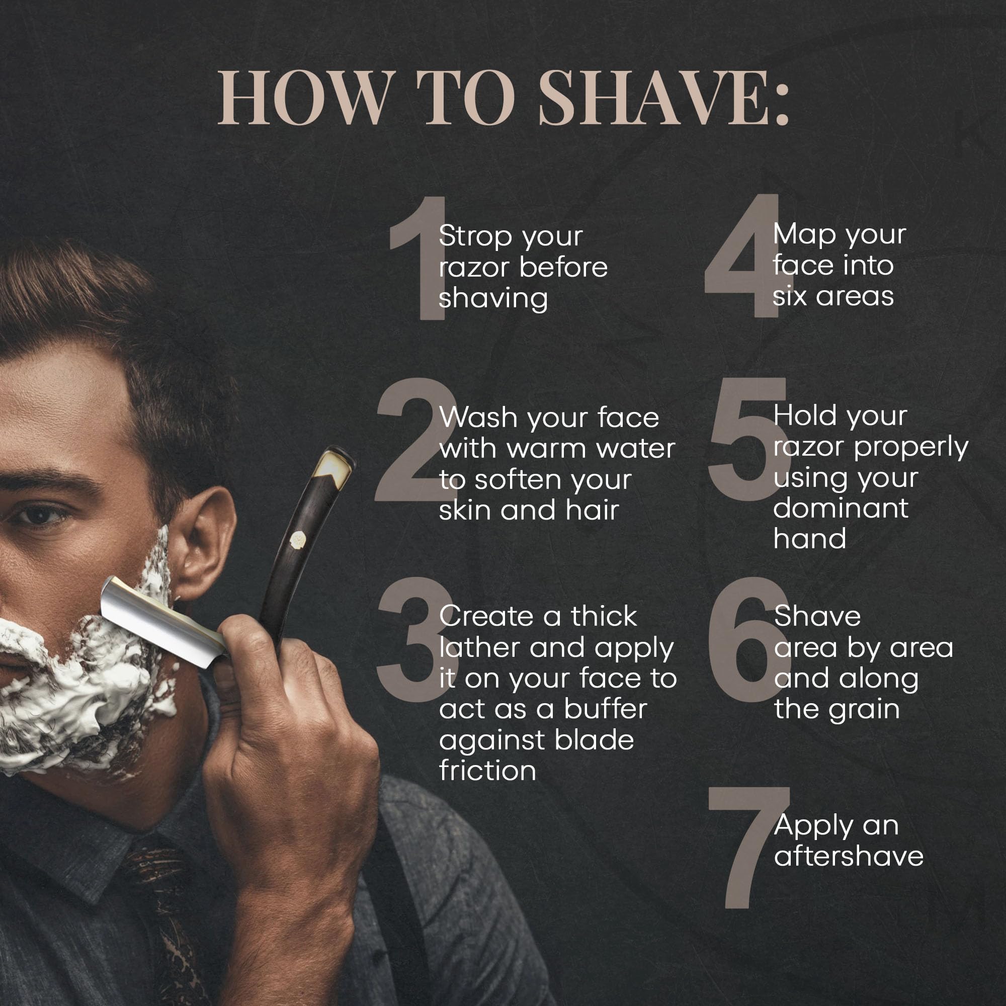 Premium Gold Straight Razor Shaving Kit for Men - Stainless Steel Straight Edge Razor with Ebony Handle, Shave Ready Razor, Brush, Soap & Strop - Complete Luxury Grooming Set for Wet Shaving - Ideal Gift for Barbers & Shaving Enthusiasts