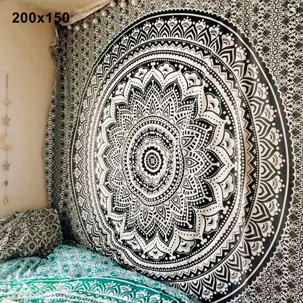 Bohemian Mandala Yoga Mat, Beach Towel, Shawl & Blanket - Indian Wall Hanging Tapestry 150x150cm Yellow - Perfect for Yoga, Meditation, Beach Outings & Boho Home Decor