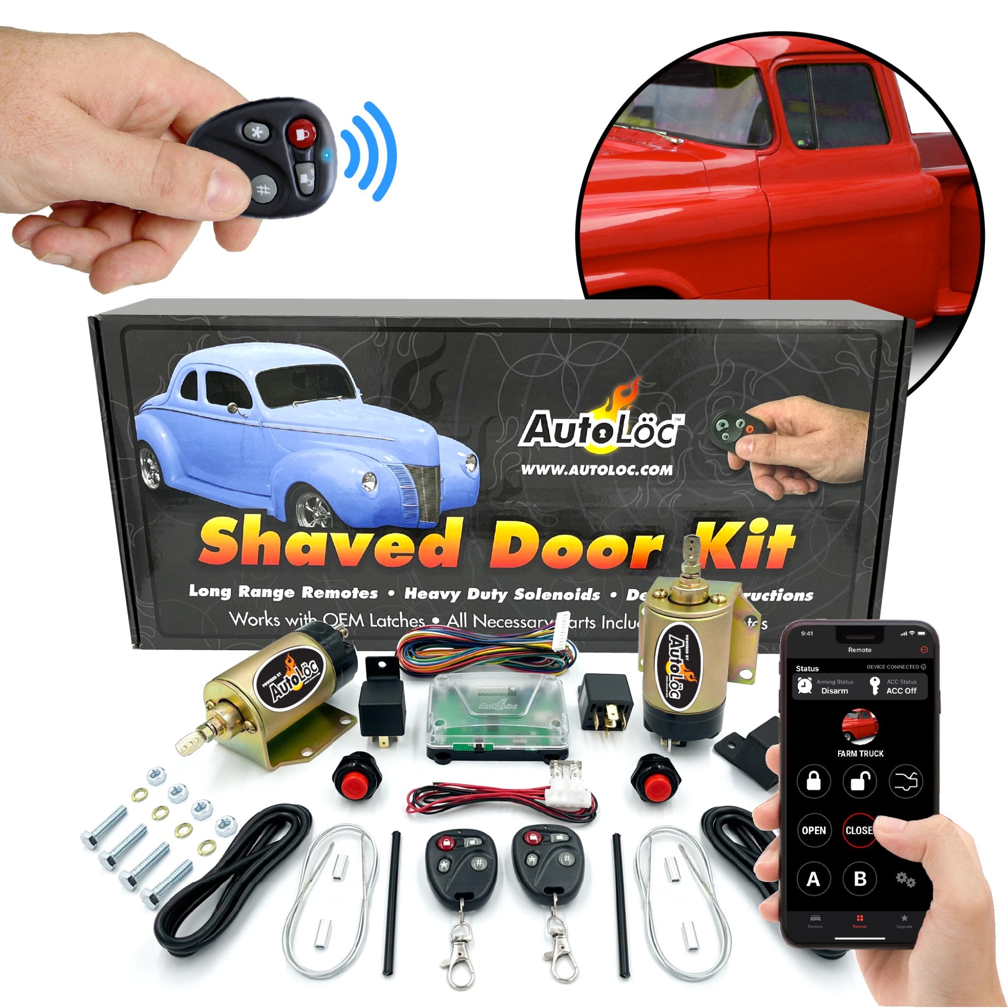 1904-1906 Rolls Royce 10 HP 50lb Remote Shaved Door Popper Kit with Keyless Entry Handle - Universal Car Door Access System for Classic Vehicle Restoration & Custom Builds