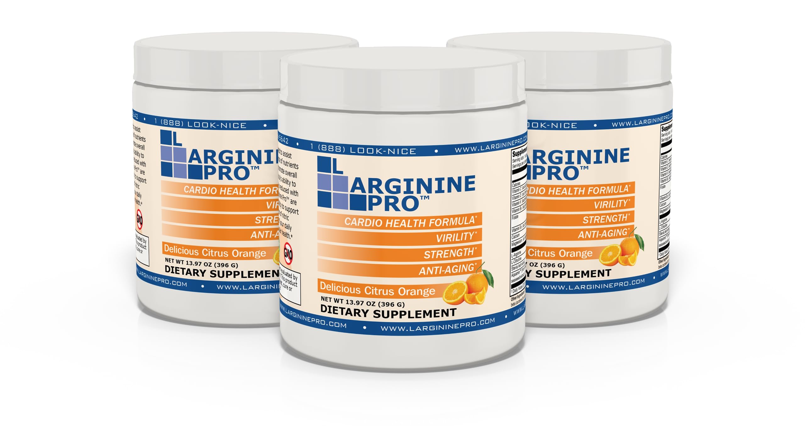 Premium L-Arginine & L-Citrulline Supplement Powder - 5,500mg L-Arginine + 1,100mg L-Citrulline per Serving - Nitric Oxide Booster for Heart Health, Workout Performance & Blood Flow - Orange Flavor (3 Jars) - Ideal for Athletes, Bodybuilders & Cardiovascular Support