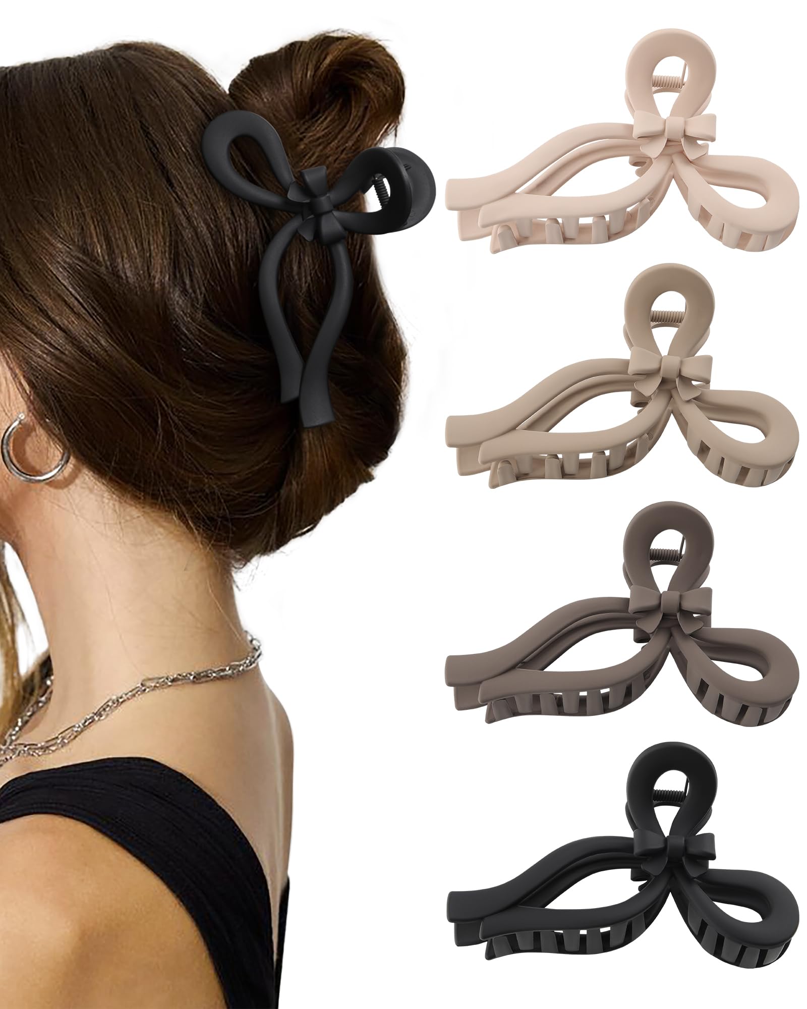 4 PCS Large Bow Hair Clips for Women - 5