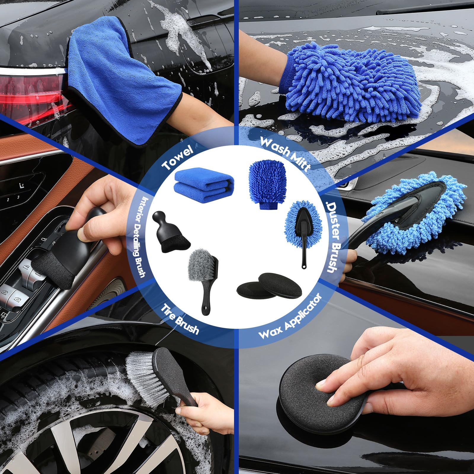 24Pcs Car Detailing Kit - Professional Interior & Exterior Cleaning Tools for Wheels & Car Care