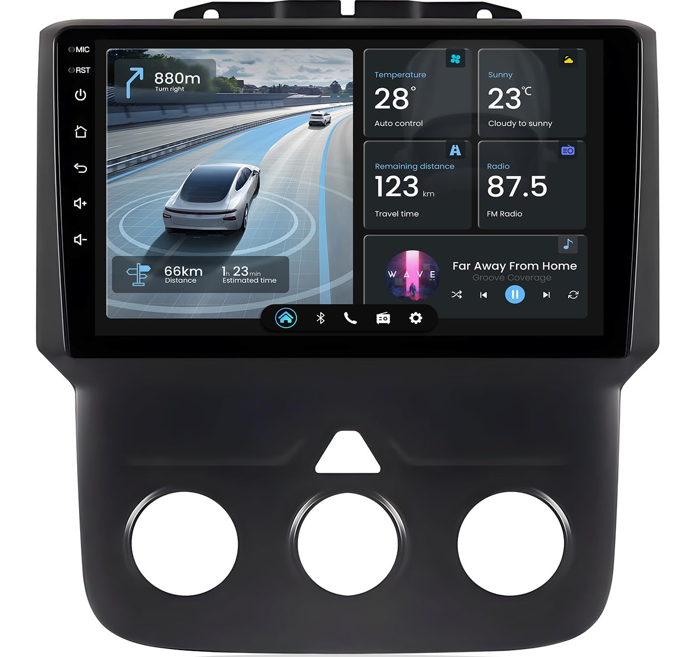Dodge RAM Car Stereo Replacement Head Unit (2+64GB) for 2013-2018 1500/2500/3500 - Wireless CarPlay & Android Auto, 5G WiFi, Bluetooth, GPS, RDS, FM, Mirror Link & SWC - Perfect for Road Trips & Daily Commuting (Manual AC Only)