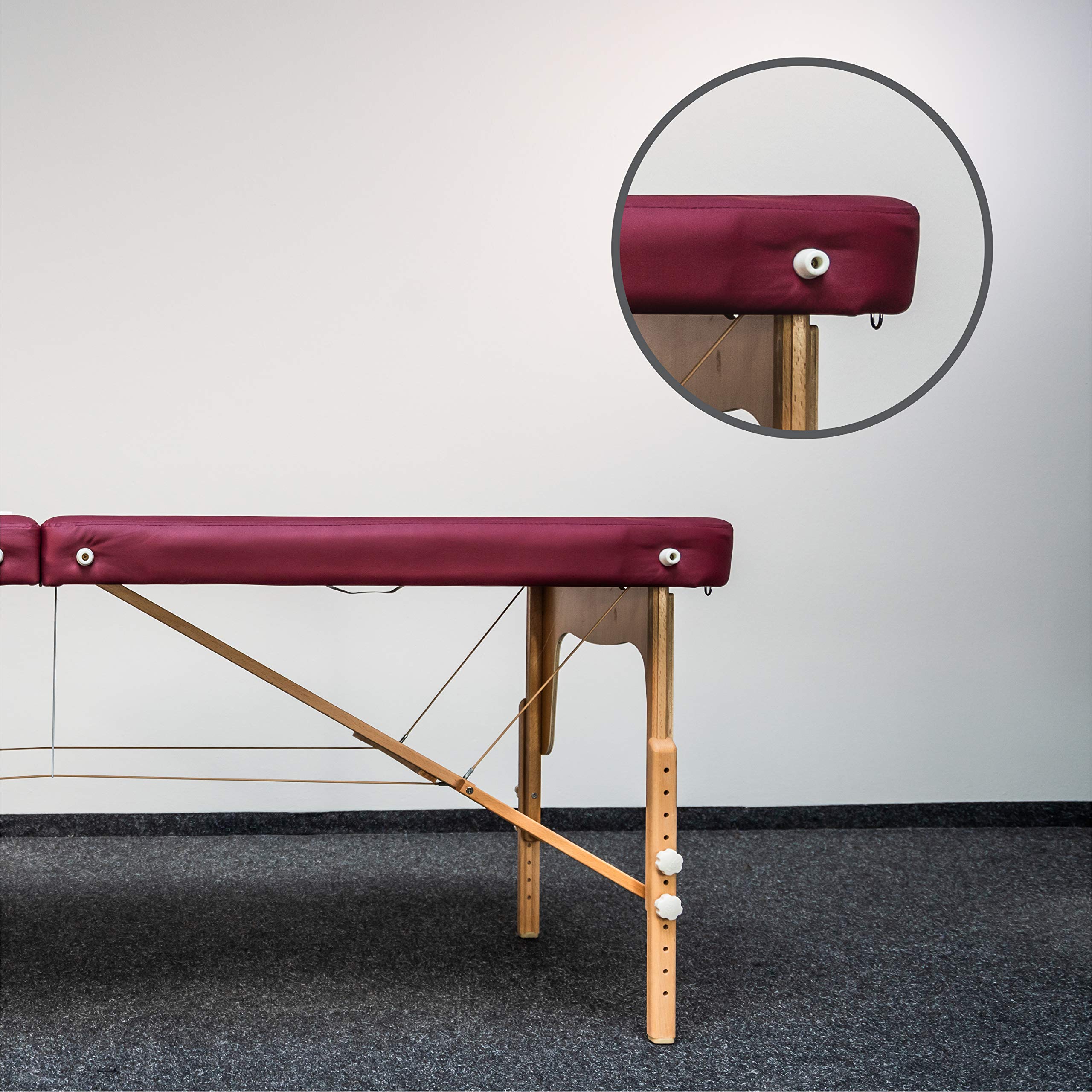 Premium ZEN Mobile Basic III Portable Massage Table - Foldable Physical Therapy Table with Aluminum Headrest, Armrests & Carry Bag - Ideal for Home Spa, Professional Massage Clinics & On-Site Therapies (Burgundy)