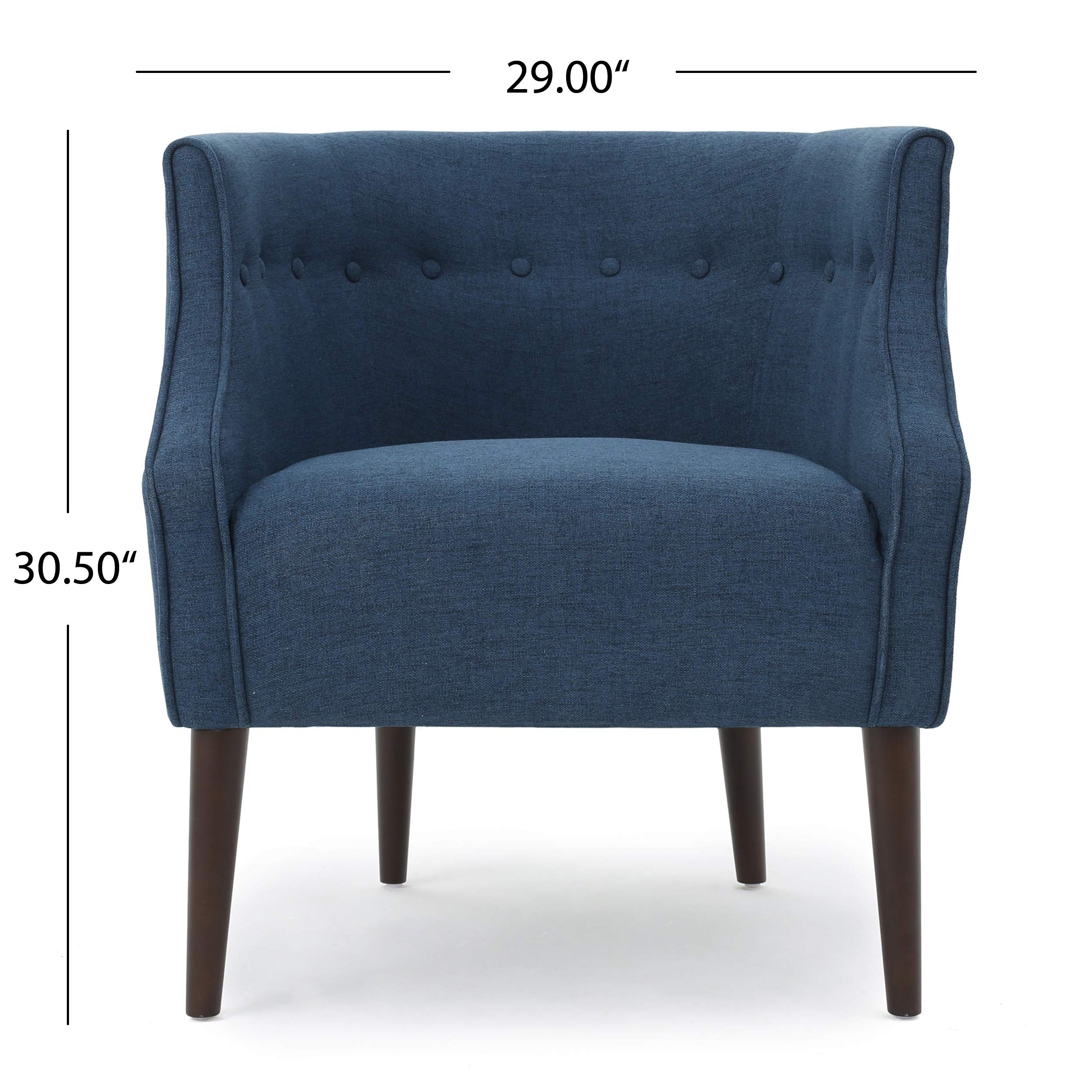 Christopher Knight Home Brandi Fabric Club Chair - Navy Blue Upholstered Lounge Chair for Living Room, Office & Reading Nook