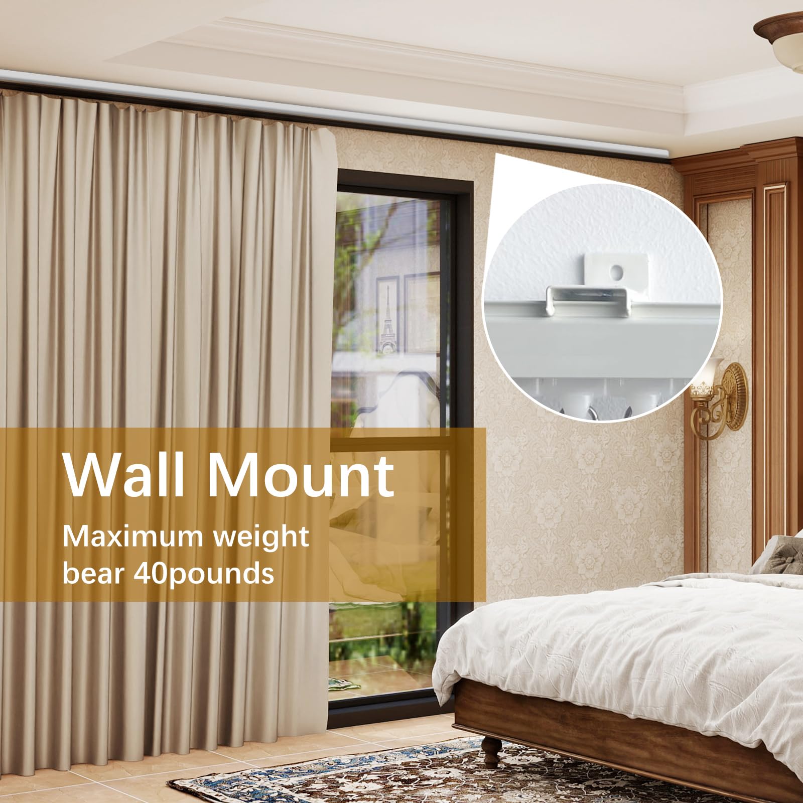 Easy to Install Ceiling & Wall Mount Curtain Track - White Room Divider for Living Room, Bedroom & Shower (3FT to 6FT) | Perfect for Home Partition, Privacy Screen & Decorative Drapes
