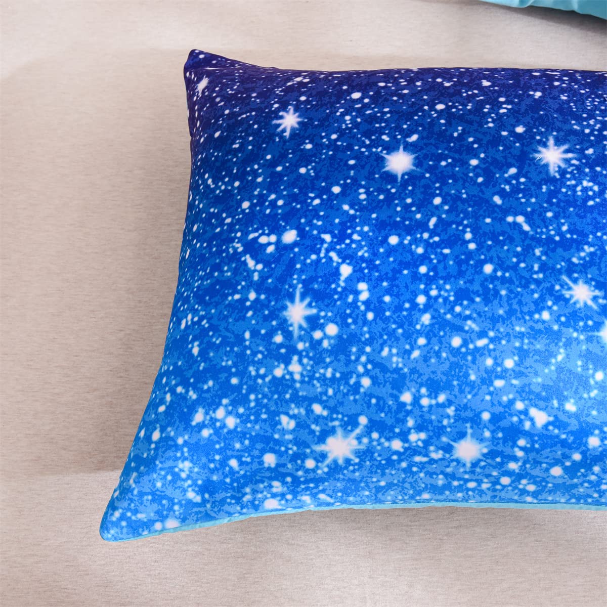 **Holawakaka Kids Space Galaxy Bedding Set - Twin/Twin XL Size, Blue Indigo Ombre Glitter Stars Comforter for Boys & Girls - Perfect for Themed Bedrooms & Sleepovers**
