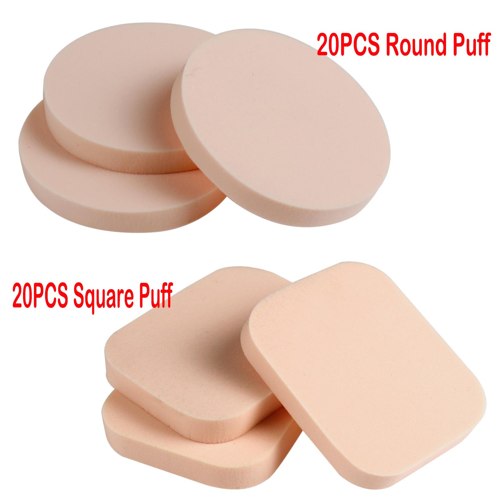 40PCS Round & Square Makeup Blenders Sponges Set - Latex Free, Soft & Flexible for Dry & Wet Application | Perfect for Full Face Curve Blending with Cream, Liquid & Powder Foundation | Ideal for Professional Makeup, Daily Beauty Routine & Travel Cosmetics Kit