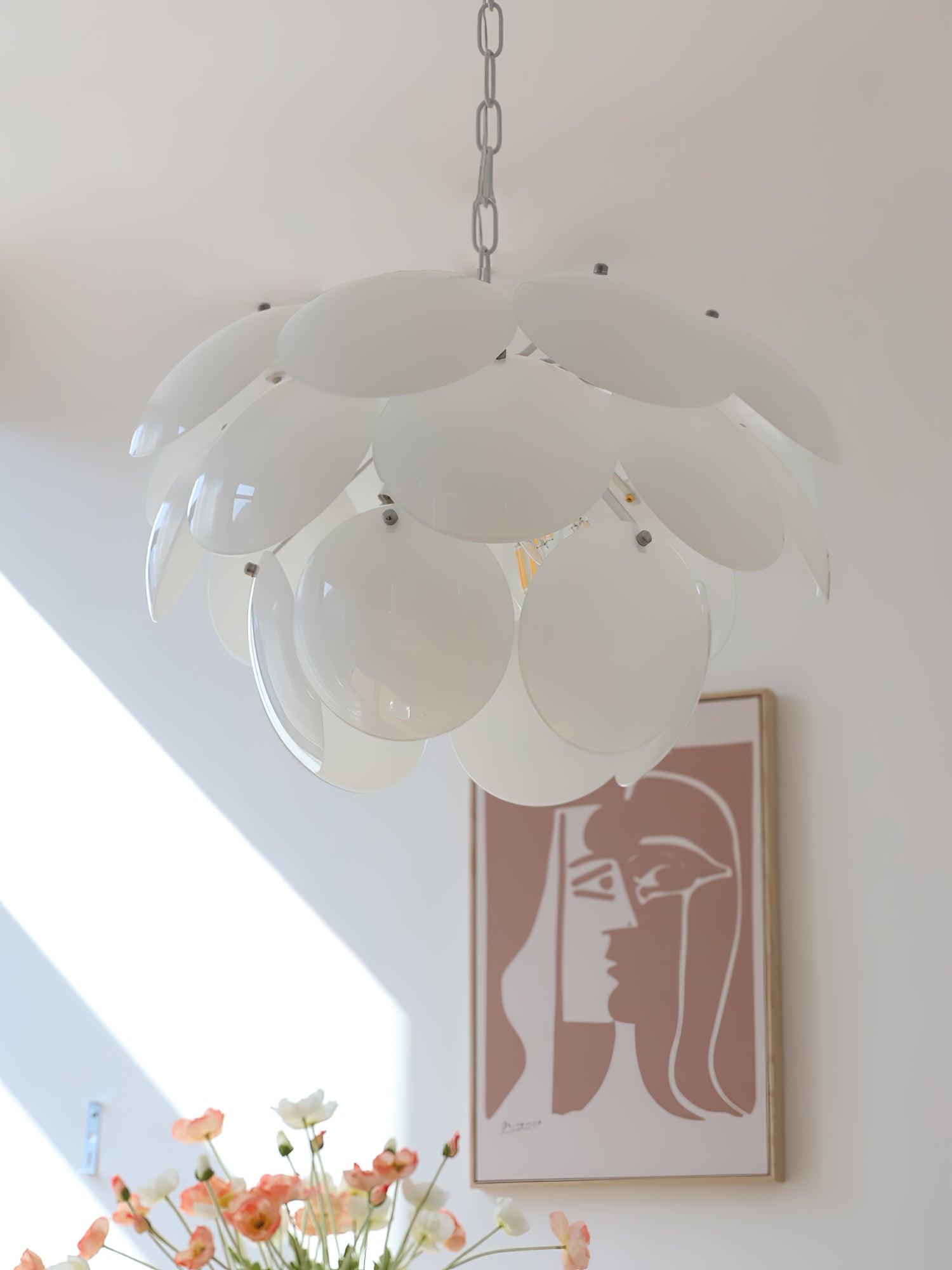 Elegant Luminous Petal Glass Chandelier - Modern Crystal Ceiling Light Fixture for Dining Room, Bedroom & Living Room Decor