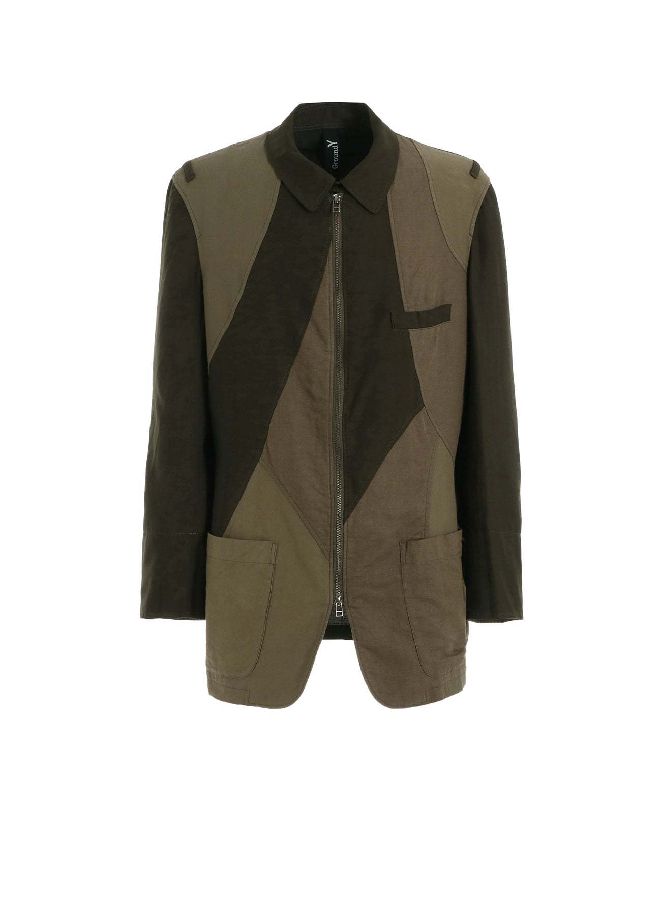 Cubism Patchwork Product Dyed Switching Zip Jacket - Stylish Unisex Outerwear for Casual Wear & Street Fashion