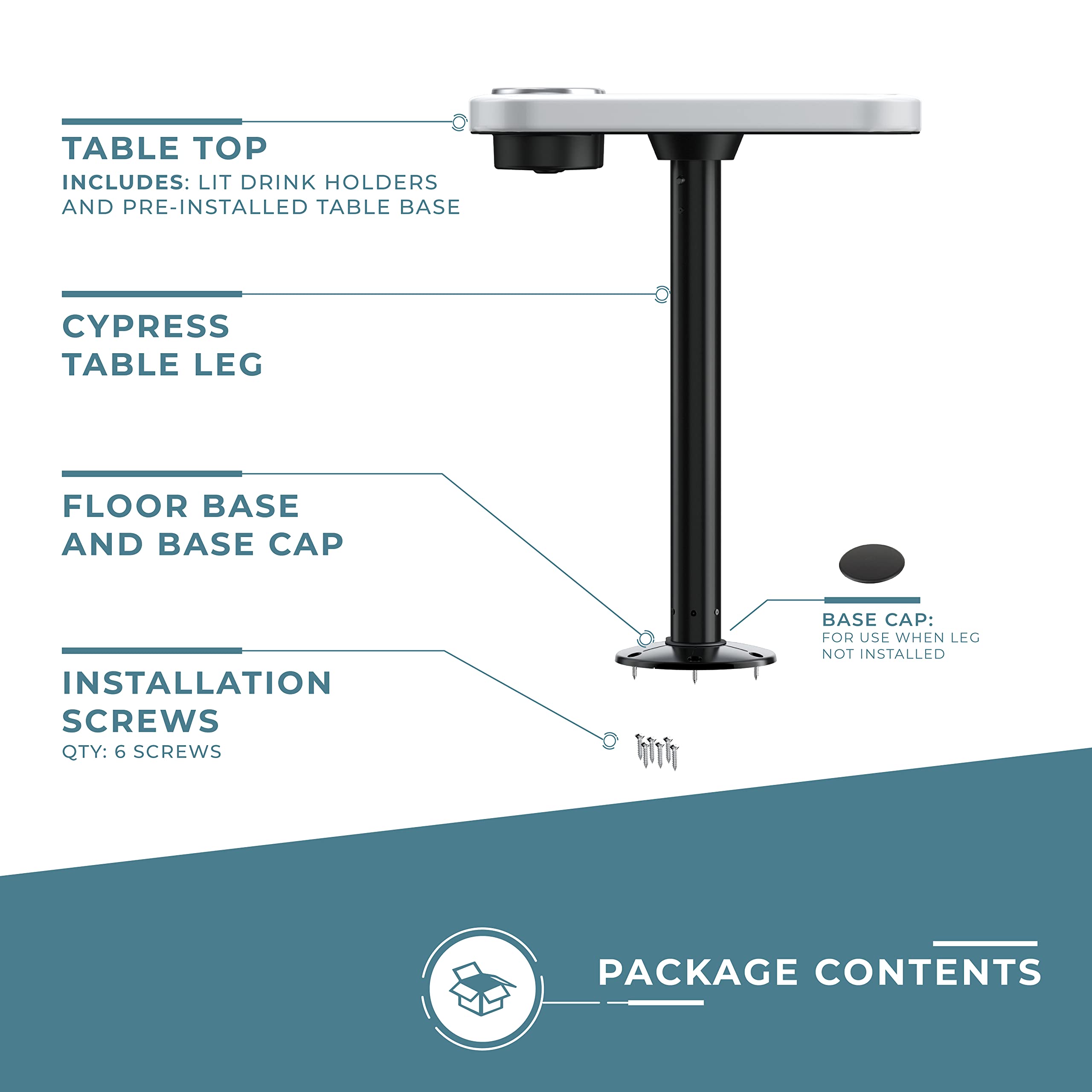 Manufacturers' Select ITC Marine Cocktail Boat Table Leg Set - Stainless Steel Pontoon Table Pedestal for Boats & Yachts | Perfect for Outdoor Dining, Cocktail Parties & Nautical Decor
