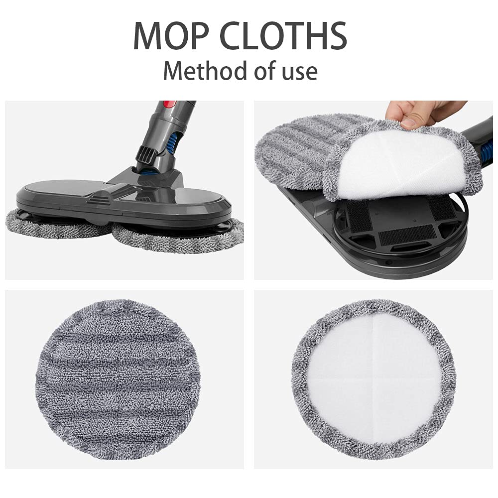 Dyson V15 V11 V10 V8 V7 Cordless Vacuum Electric Mop Head Replacement Kit - Includes 5 Washable Mop Pads & 1 Water Tank - Perfect for Hardwood Floors, Tile & Laminate Cleaning