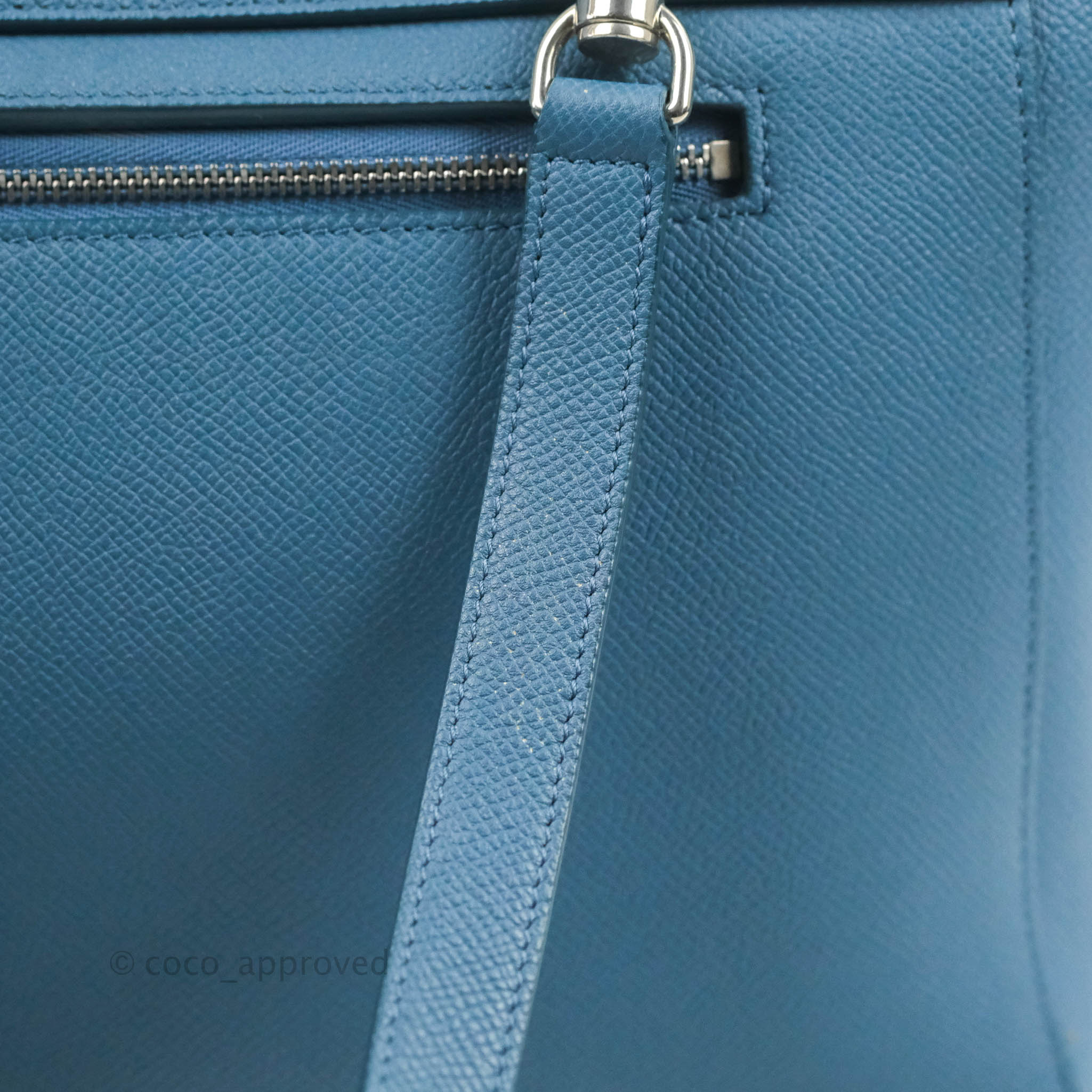 Celine Mini Belt Bag in Blue Grained Calfskin with Silver Hardware - Stylish Crossbody Purse for Women, Perfect for Everyday Use & Date Nights