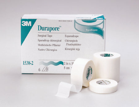 Durapore 15382 Medical Tape - 2 Inch x 10 Yard Silk-Like Cloth Adhesive Bandage, White Non-Sterile (Case of 60 Rolls) - Ideal for Wound Care, First Aid Kits & Sports Injury Protection