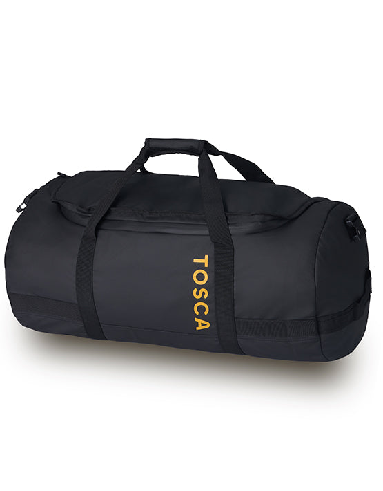 TOSCA Delta TCA973 Barrel Duffle Bag - Large Travel Duffel for Gym, Sports & Weekend Getaways - Water-Resistant Black Carry-On Luggage