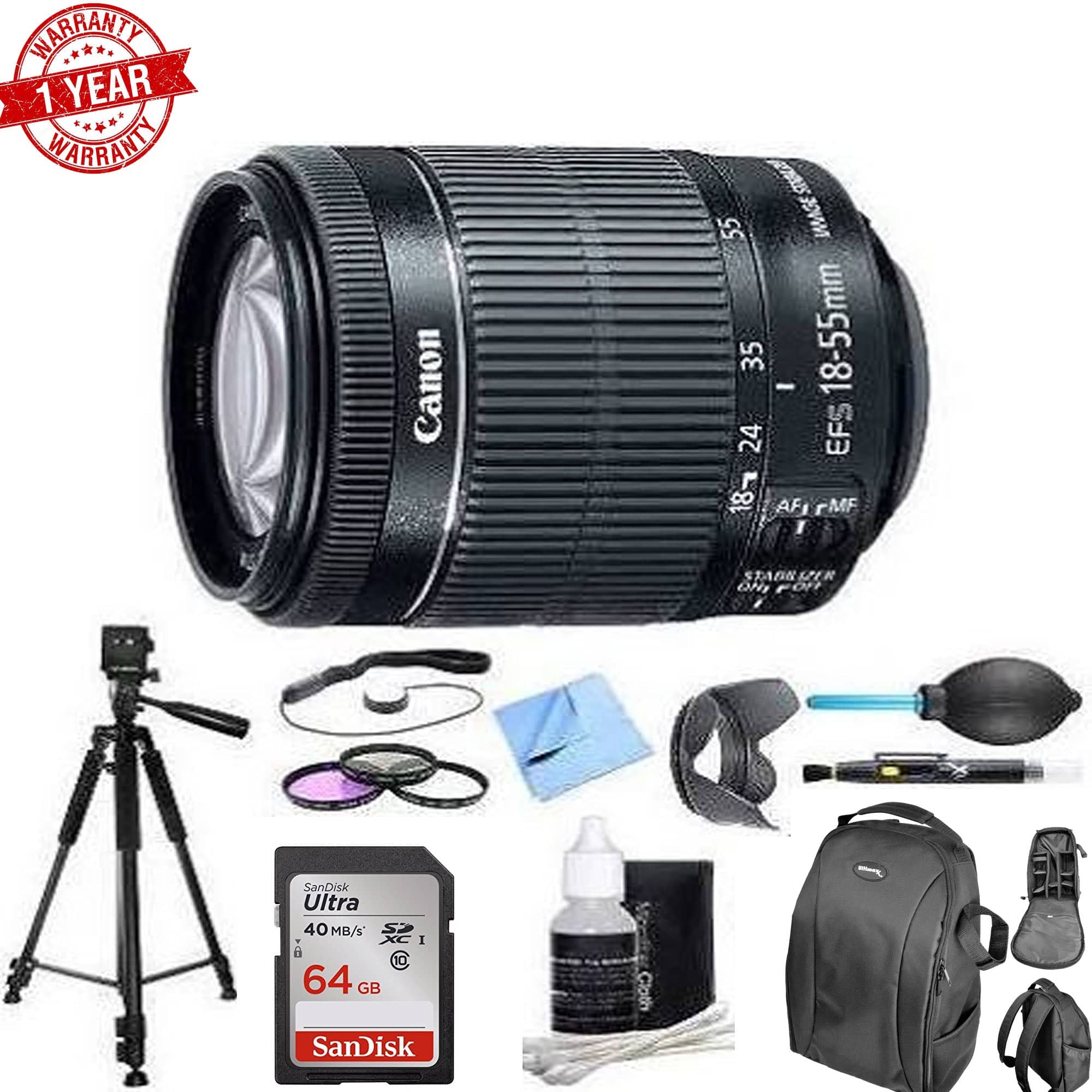 Canon EF-S 18-55mm f/3.5-5.6 IS STM Lens Kit with Deluxe Accessories - Perfect for DSLR Photography, Travel & Vlogging