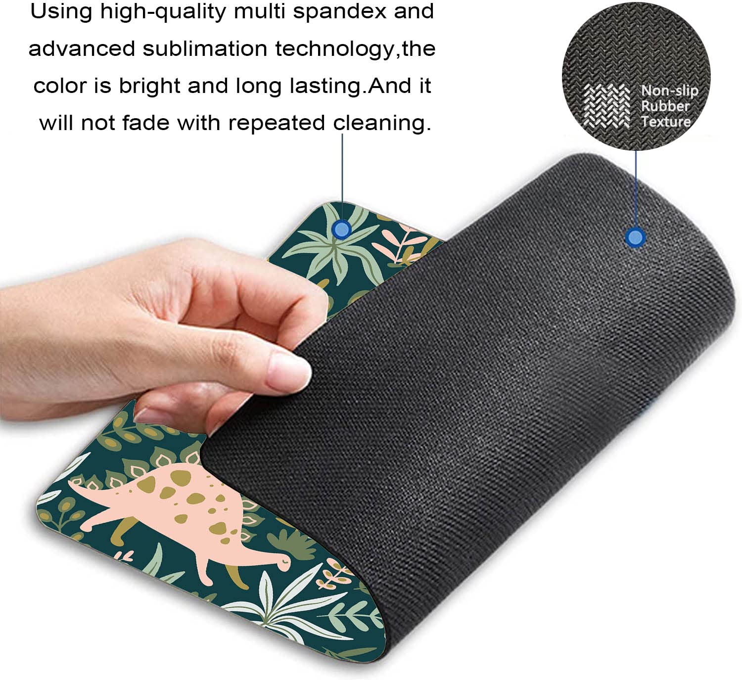 Custom Non-Slip Rubber Mouse Pad with Dinosaur, Tropical Leaves & Floral Designs - Smooth Rectangle Computer Mousepad for Laptop & PC - Perfect for Office, Gaming & Home Workspace