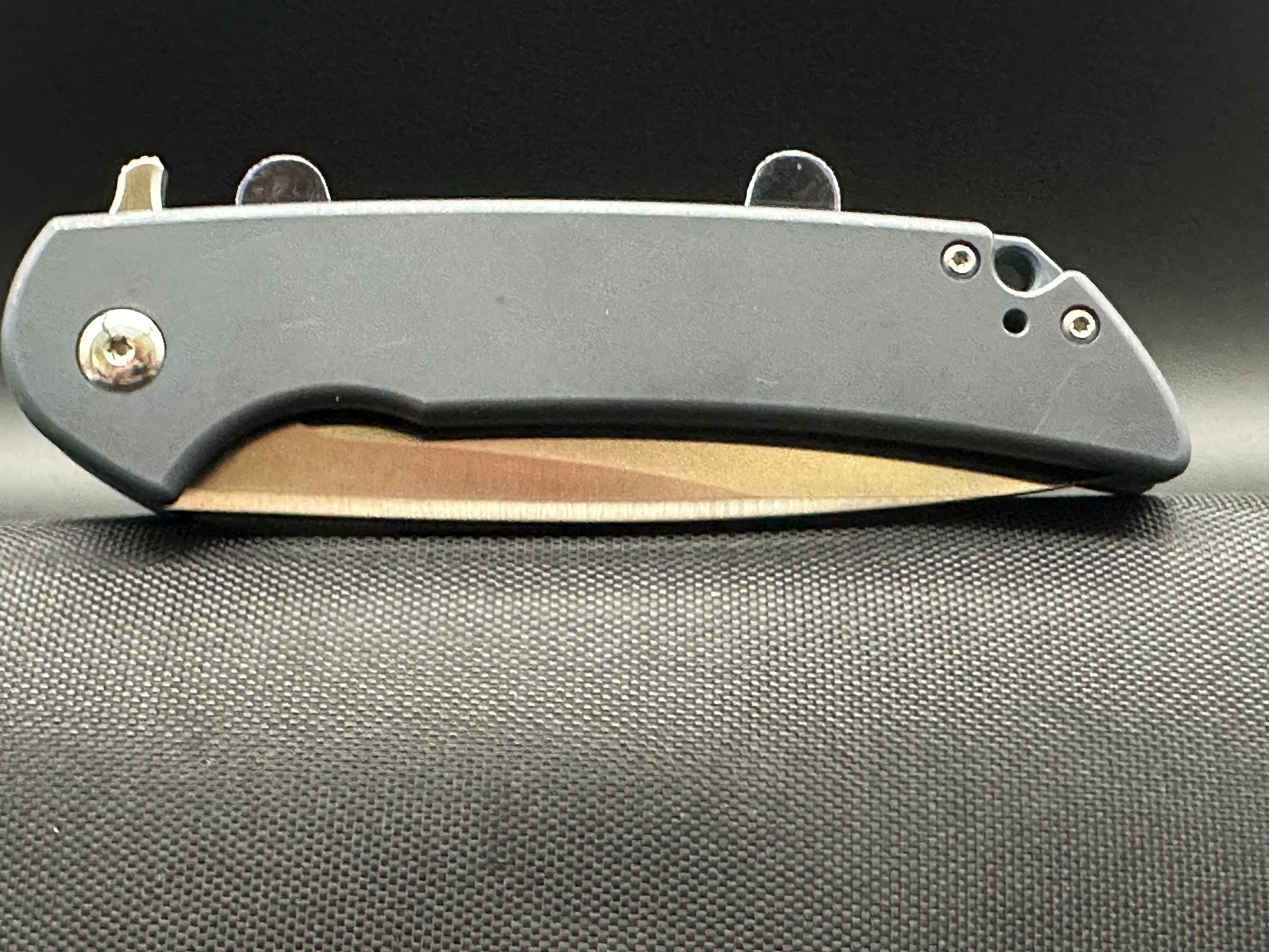 Ferrum Forge Crux Folding Knife - Blue Titanium Frame, Drop Point Blade, Satin Polished CPM S35VN Steel | EDC, Outdoor Survival, Camping & Tactical Use