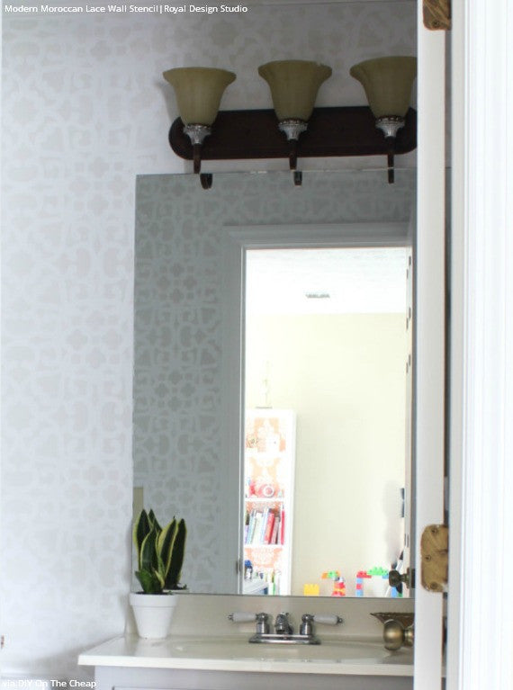 Modern Moroccan Lace Wall Stencil - Reusable DIY Painting Template for Home Decor, Nursery, Bedroom & Living Room Accent Walls