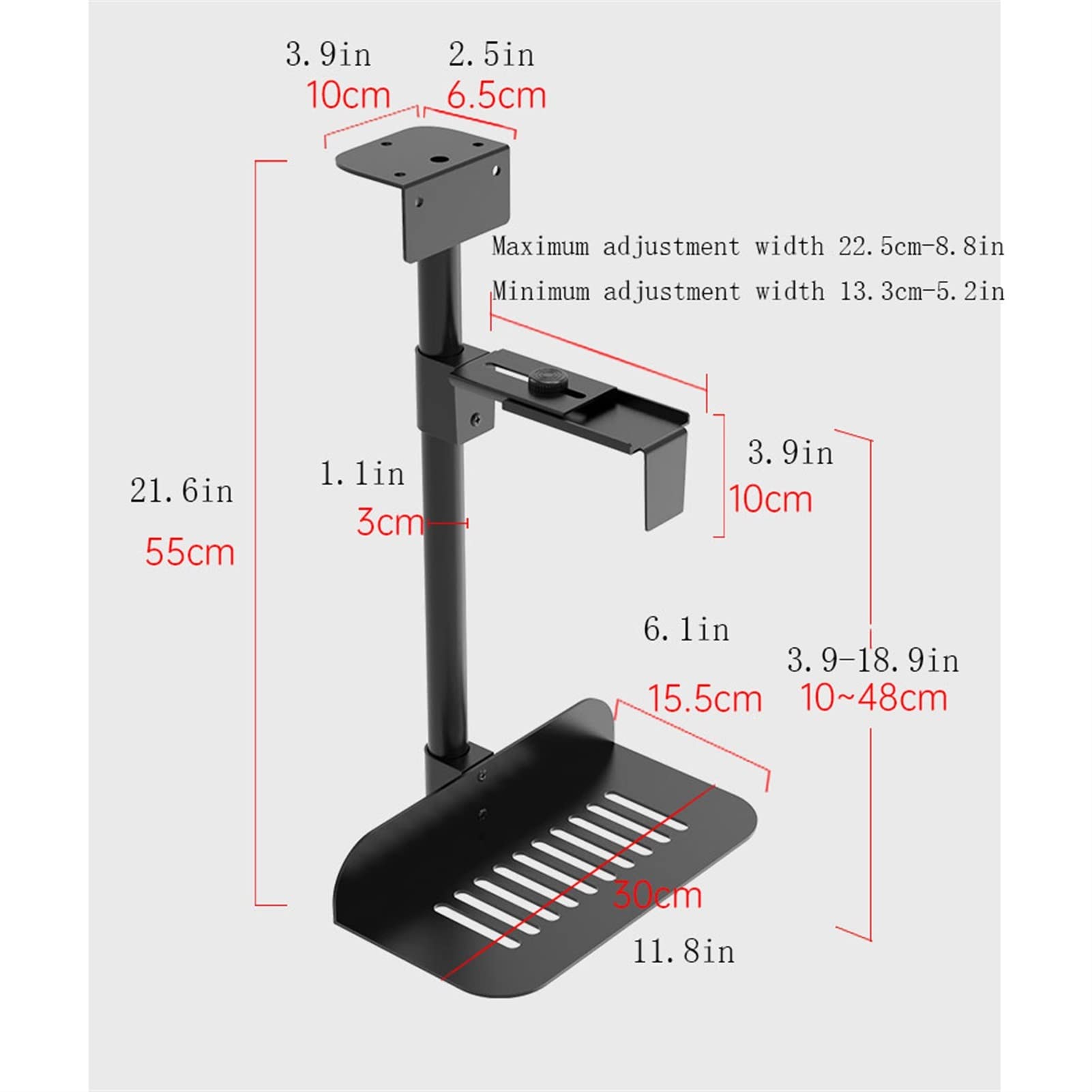 Heavy Duty CPU Holder - Metal Wall Mounted PC Tower Bracket for Desk, Under Desk Tray & Cooling Support - Perfect for Gaming Rigs, Workstations & Home Office Setups