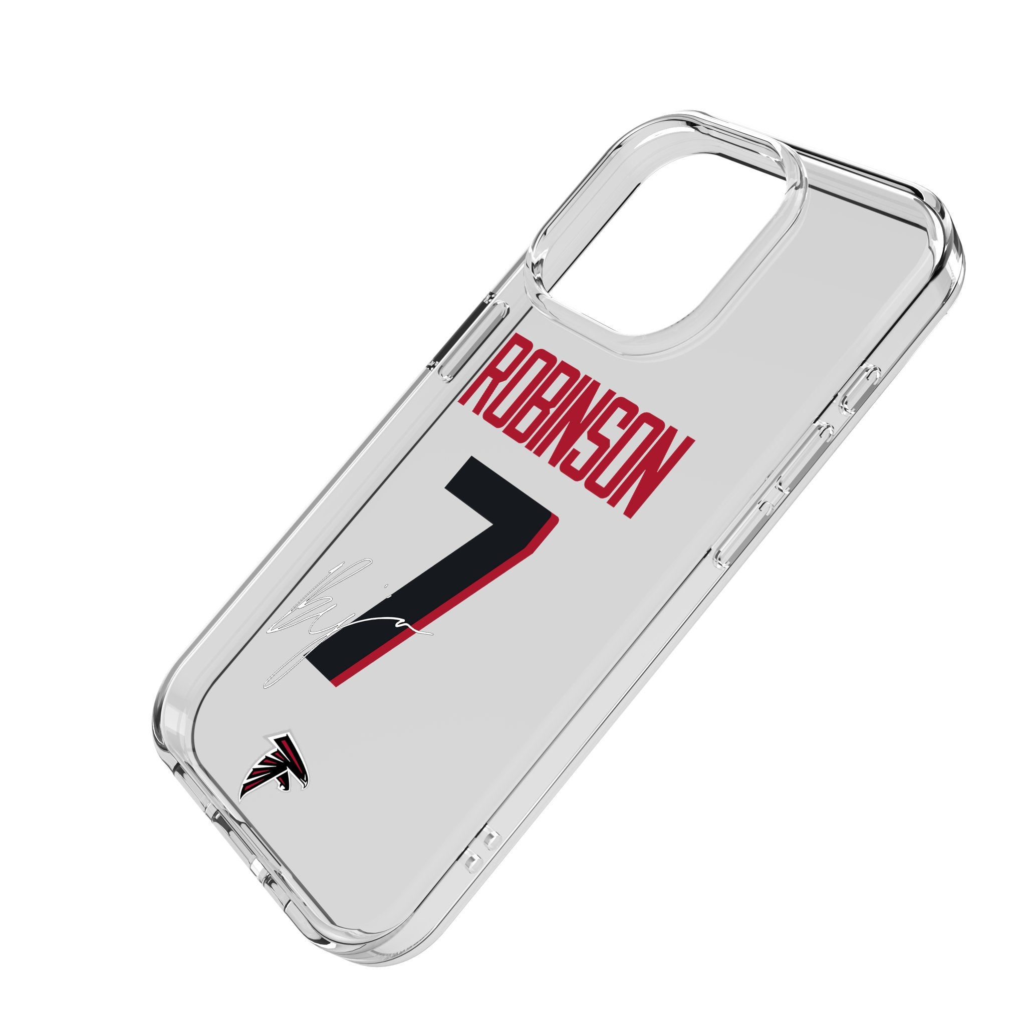 Bijan Robinson Atlanta Falcons 7 Game Tactical Clear Phone Case for iPhone 14/13/12/11 Pro Max - Durable Shockproof Protection for Football Fans & Sports Enthusiasts - Perfect for Game Day & Everyday Use