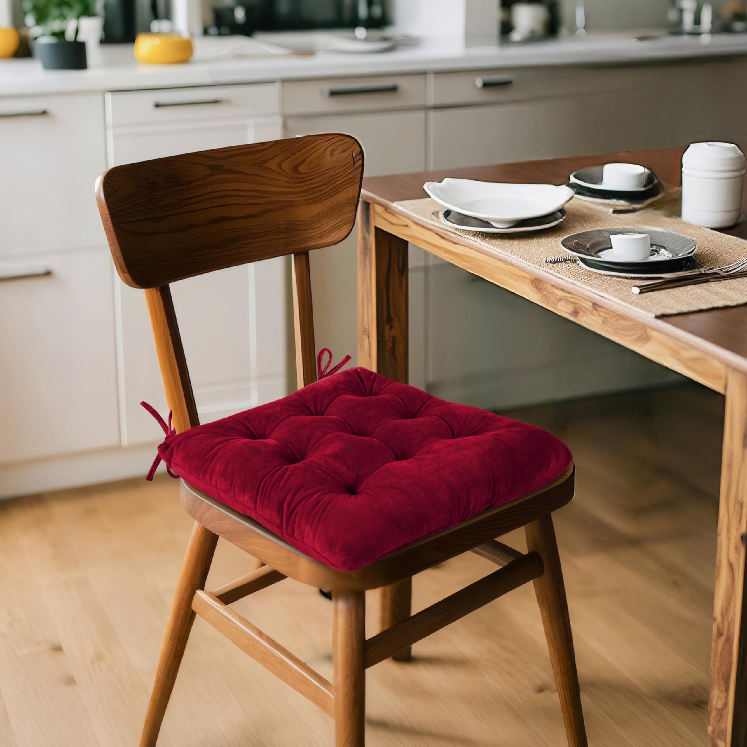 ELFJOY 4 Pack Velvet Dining Chair Cushions - 16