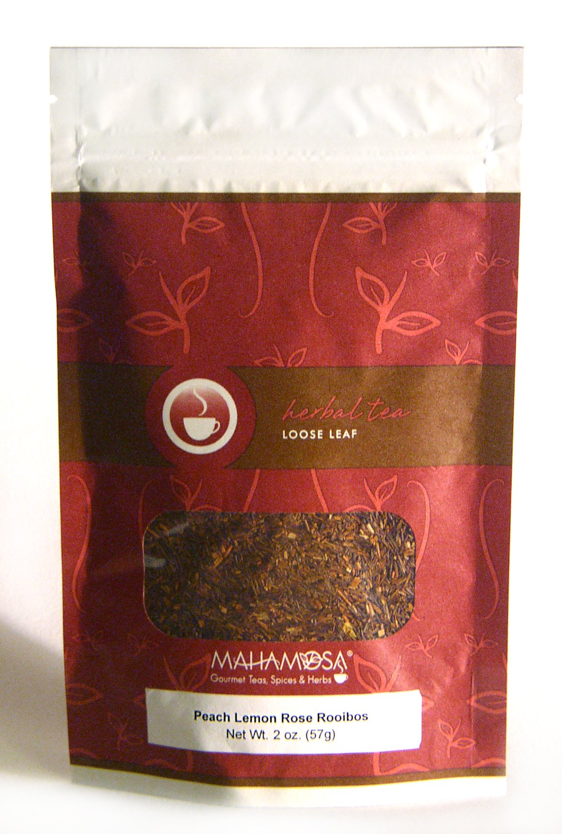 Organic Rooibos Herbal Tea Gift Set with Peach Lemon Rose Flavor - 2oz Loose Leaf Tea + Stainless Steel Tea Infuser Ball - Caffeine-Free Red Bush Tea with Marigold & Rose Petals - Perfect for Relaxation, Afternoon Tea & Gifts
