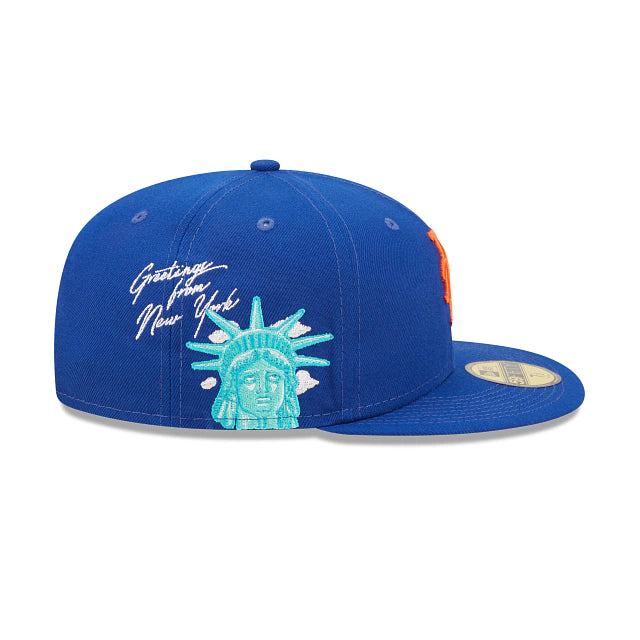 New York Mets Cloud Icon Blue 59FIFTY Fitted Hat for Men - Official MLB Baseball Cap for Sports Fans & Streetwear Fashion