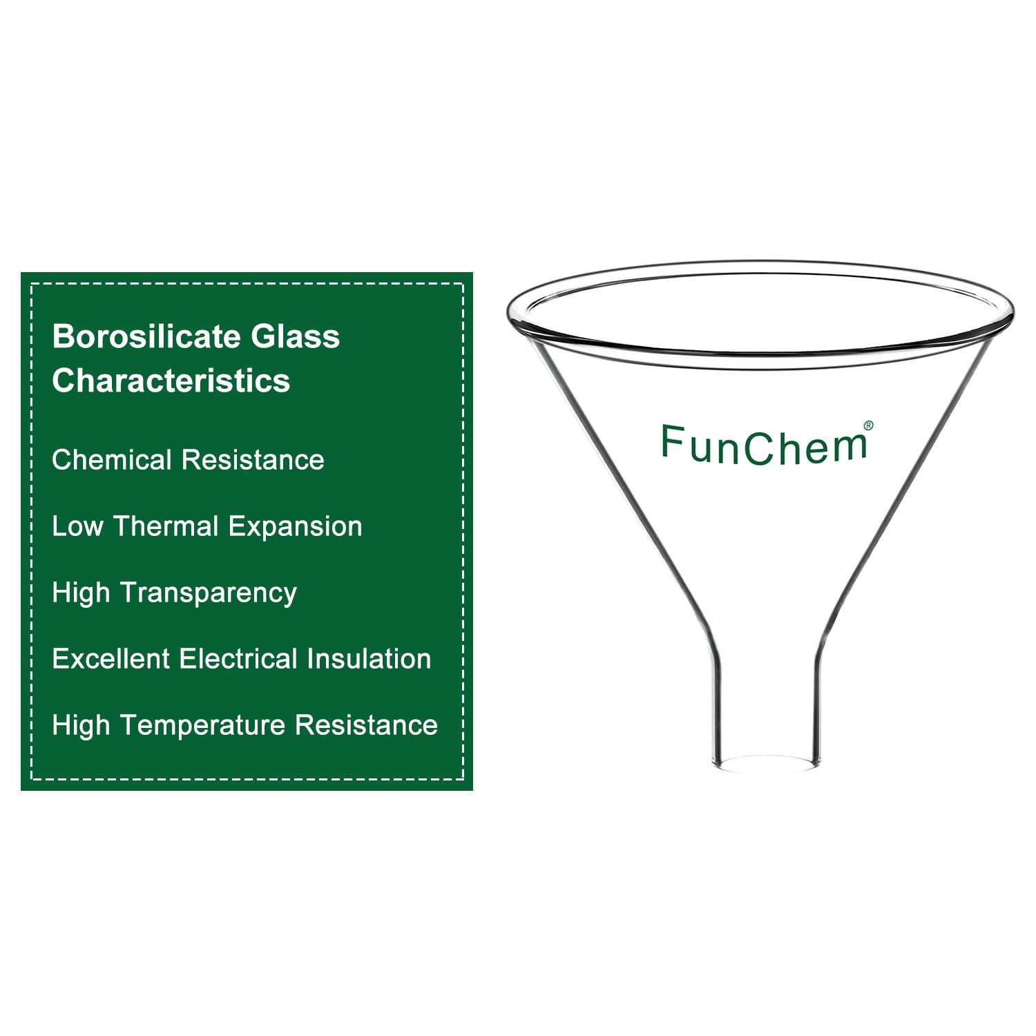 Premium Borosilicate Glass Powder Funnel - 100mm Top Diameter, Heavy Wall Short Stem Lab Funnel for Chemistry, Pharmaceuticals & Essential Oils - Perfect for Precise Powder Transfer in Laboratories, Home Brewing & DIY Projects