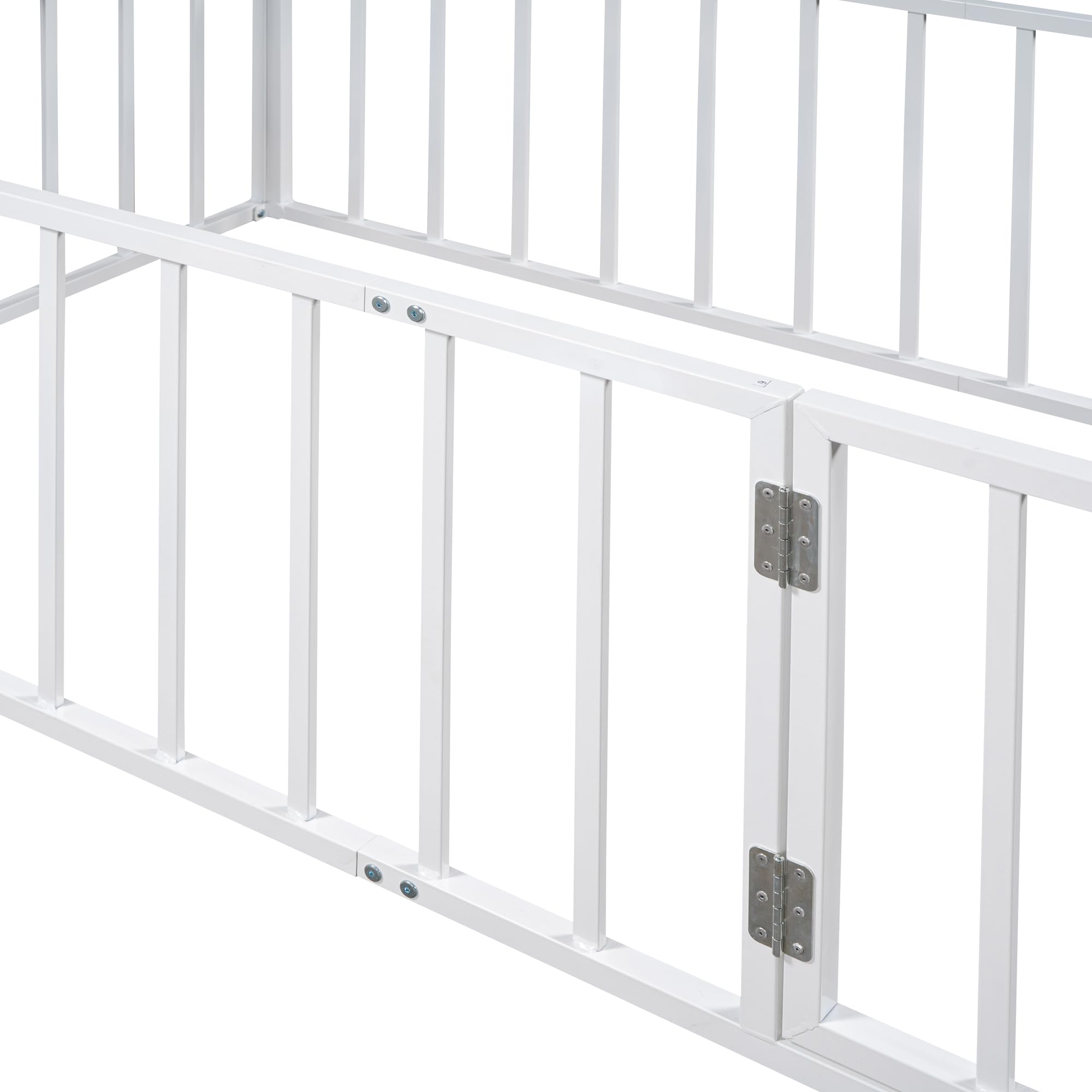 Bellemave Twin Floor Bed for Kids - Montessori Style Wooden Bed with Door, Low Profile Toddler Bed for Boys & Girls, Sturdy Metal Frame (White) - Perfect for Montessori Bedrooms, Daycare Centers & Safe Toddler Sleep Spaces