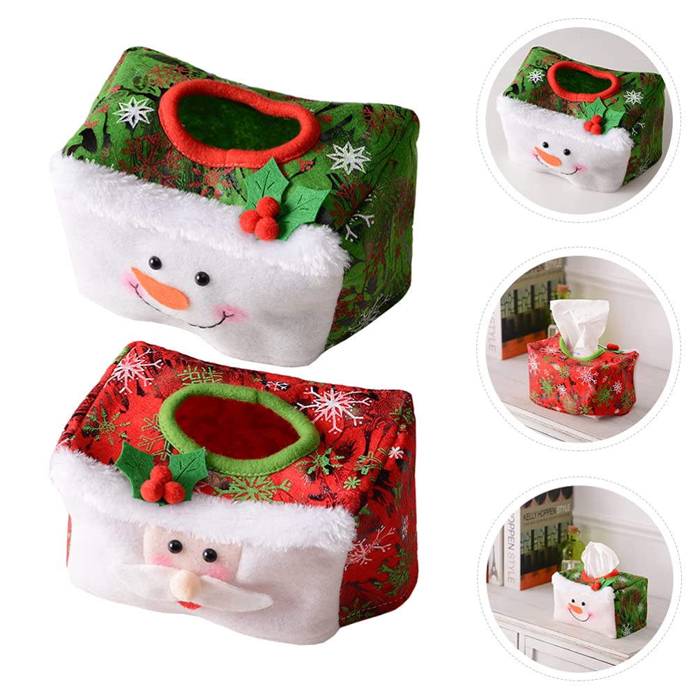 VALICLUD 2-Pack Christmas Tissue Box Cover Set - Decorative Upright Napkin Holder for Home, Holiday Table Decor (Red/Green, Non-Woven Fabric) - Perfect for Xmas Party, Dining Room & Festive Home Decor