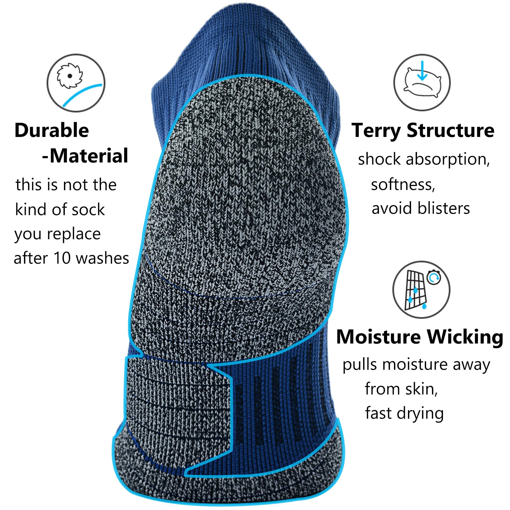 CWVLC Unisex Cushioned Compression Athletic Ankle Socks 6-Pack - Breathable Workout Socks for Running, Hiking & Gym - Moisture Wicking Performance Socks for Men & Women