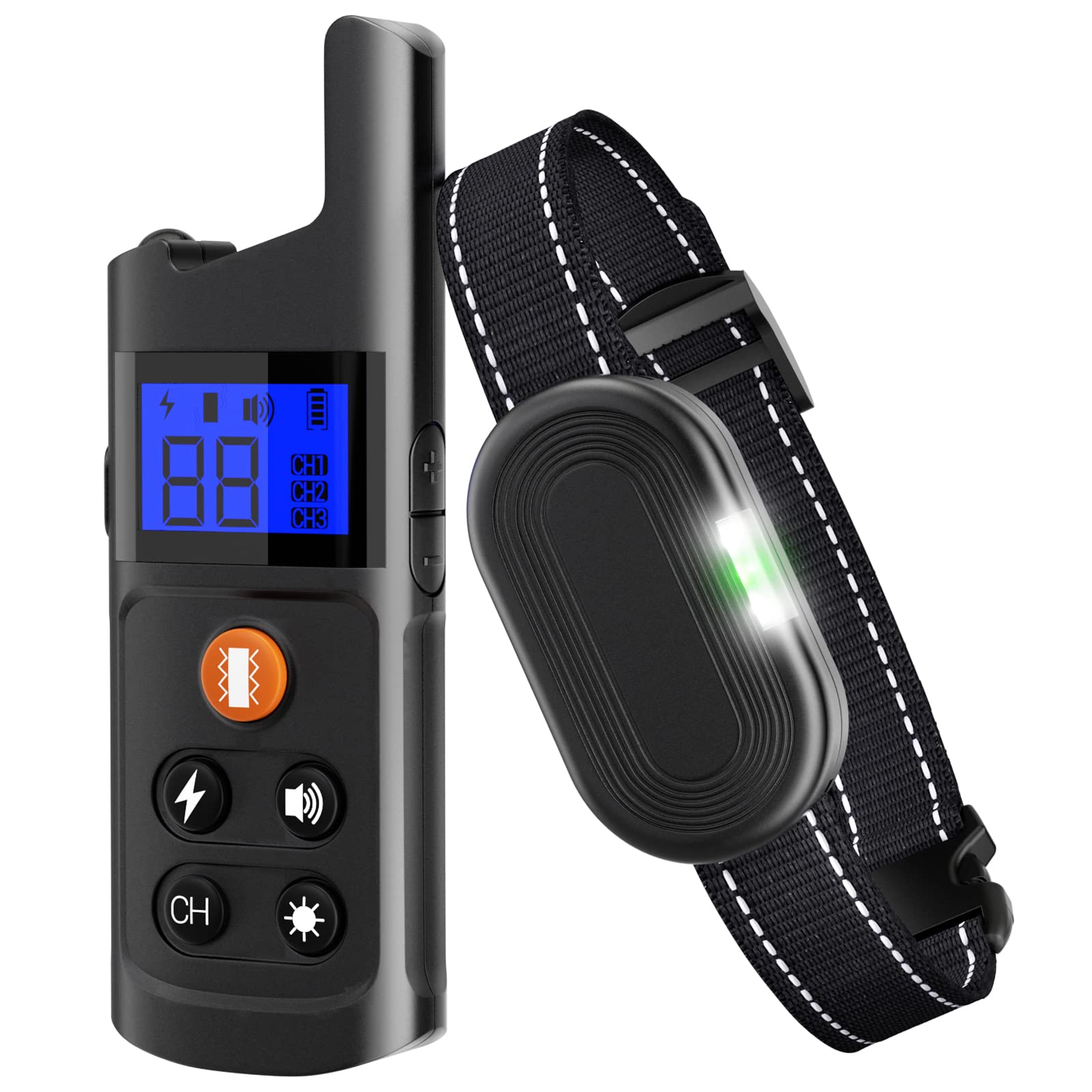 USCAMEL Rechargeable Waterproof Dog Shock Collar with Remote - 3 Training Modes (Shock, Vibration, Beep) & Night LED Lights for Small Medium Large Dogs | Secure Lock | Perfect for Outdoor Training, Hunting & Behavior Correction