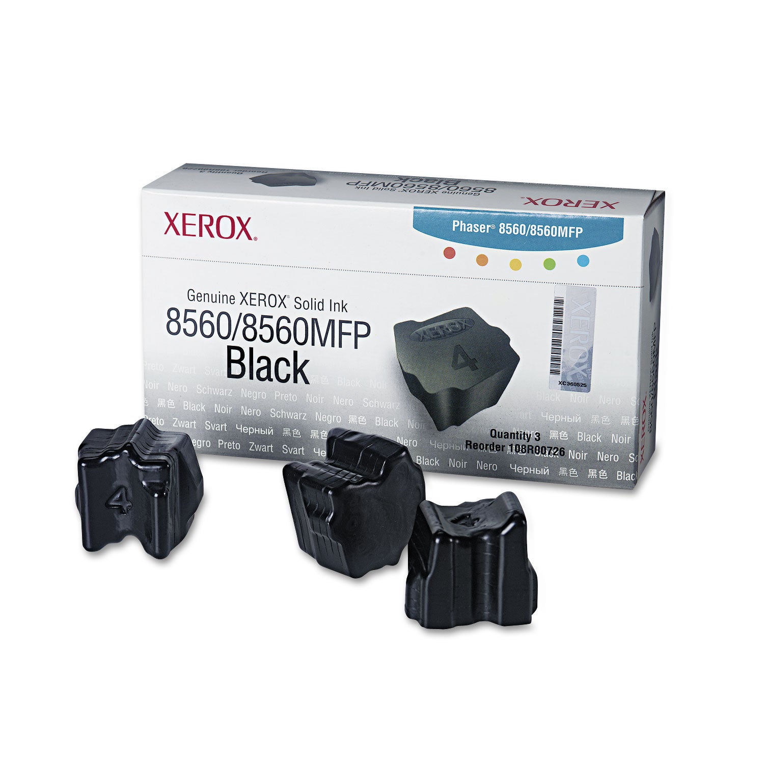 High-Yield 108R00726 Solid Ink Stick - Black (3/Box) | 3400 Page Output | Ideal for Office Printers & High-Volume Printing