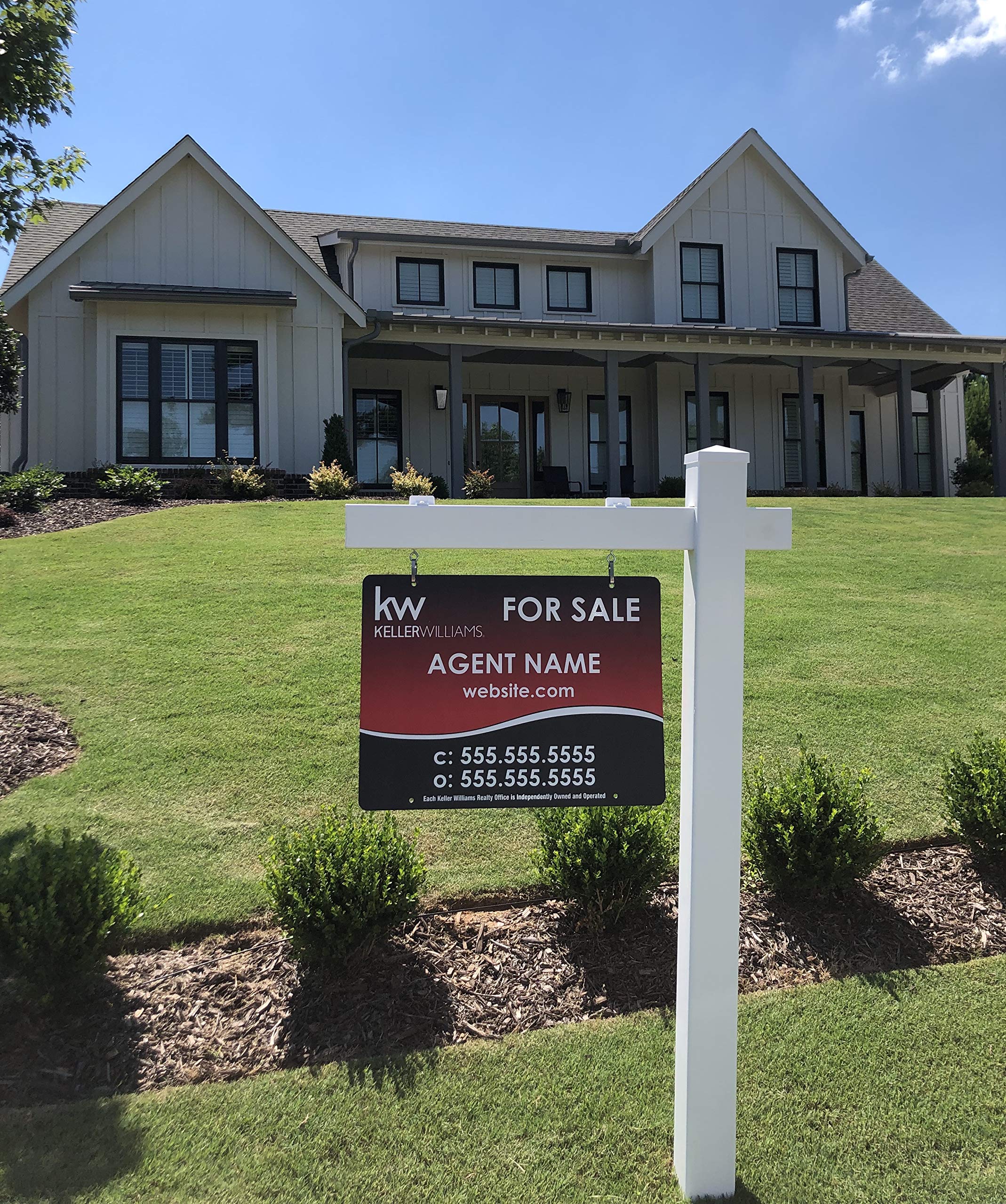 5ft Tall Professional White Vinyl Real Estate Sign Post - Durable Realtor Yard Sign for Open House, Home for Sale & Property Listings - Perfect for Residential, Commercial & Land Sale Advertising