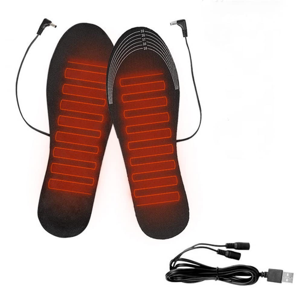 Shuwen USB Heated Shoe Insoles - Rechargeable Electric Foot Warmers for Men & Women, Washable Winter Insoles for Outdoor Sports, Hiking, Office & Home Use