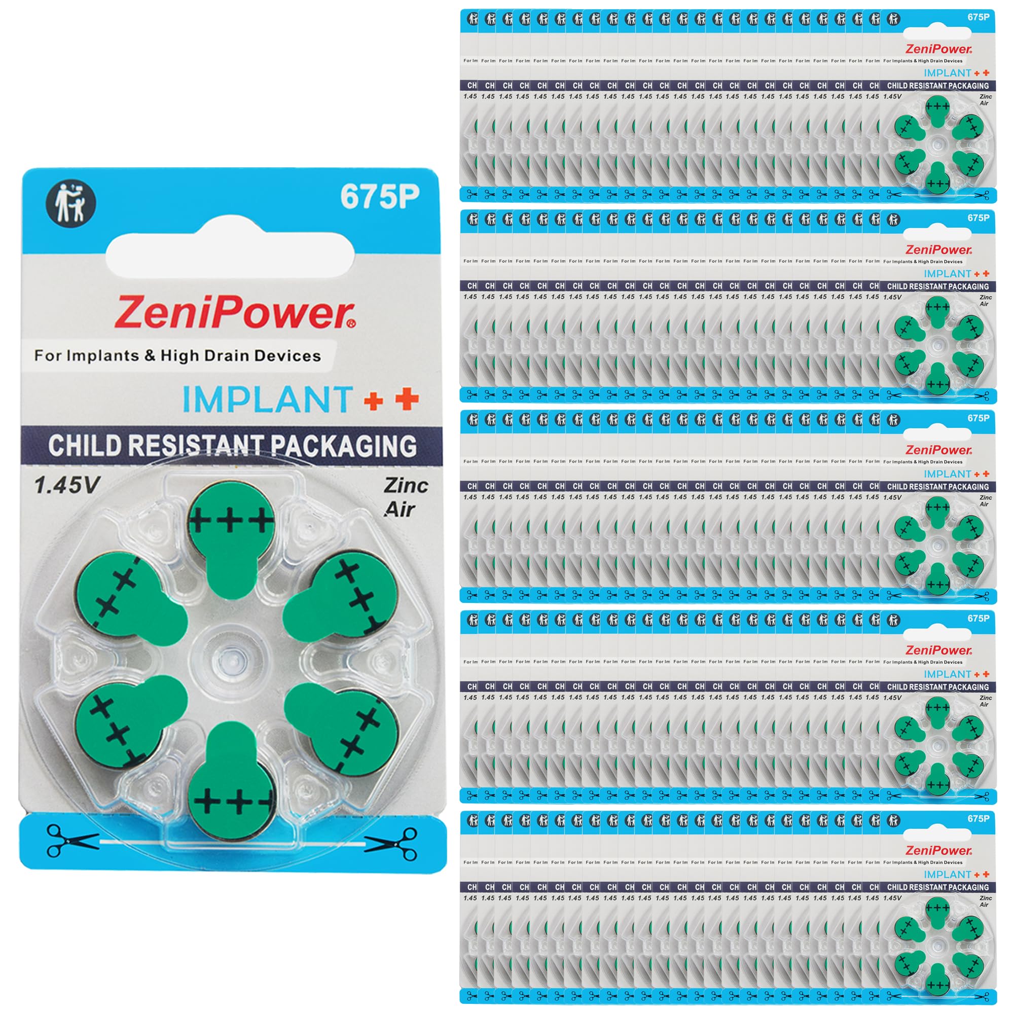 High-Power Zinc Air 675 Batteries 1.4V for Cochlear Implant BTE Speech Processors - 600 Pack (Size 675P/675CI/Implant Plus) | Long-Lasting Hearing Aid Batteries for Daily Use & Travel