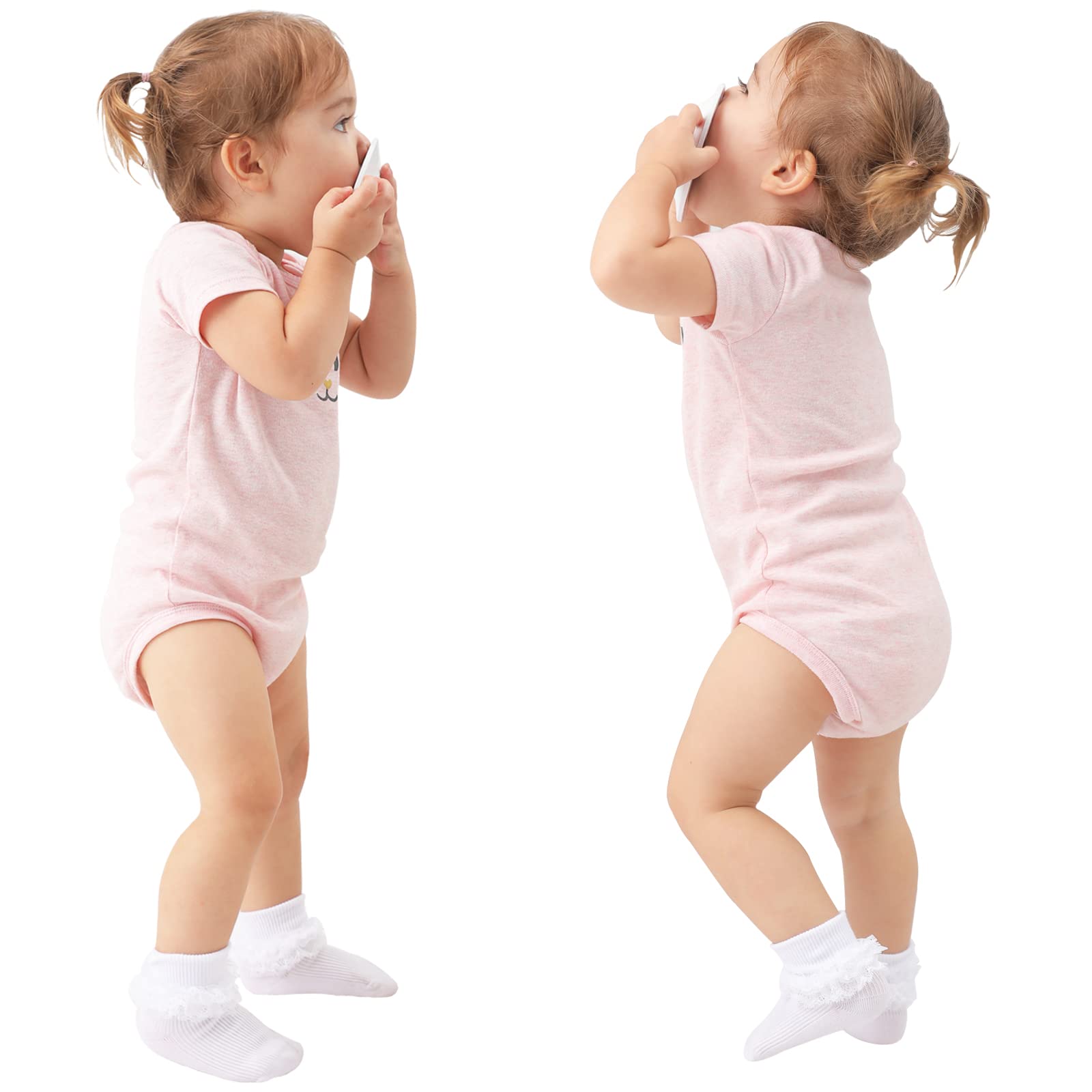 Adorable Baby Girl Socks with Eyelet Triple Lace Ruffles - 2/3/5 Pairs Ankle Dress Socks for Newborns, Infants & Toddlers - Perfect for Special Occasions, Photo Shoots & Everyday Wear