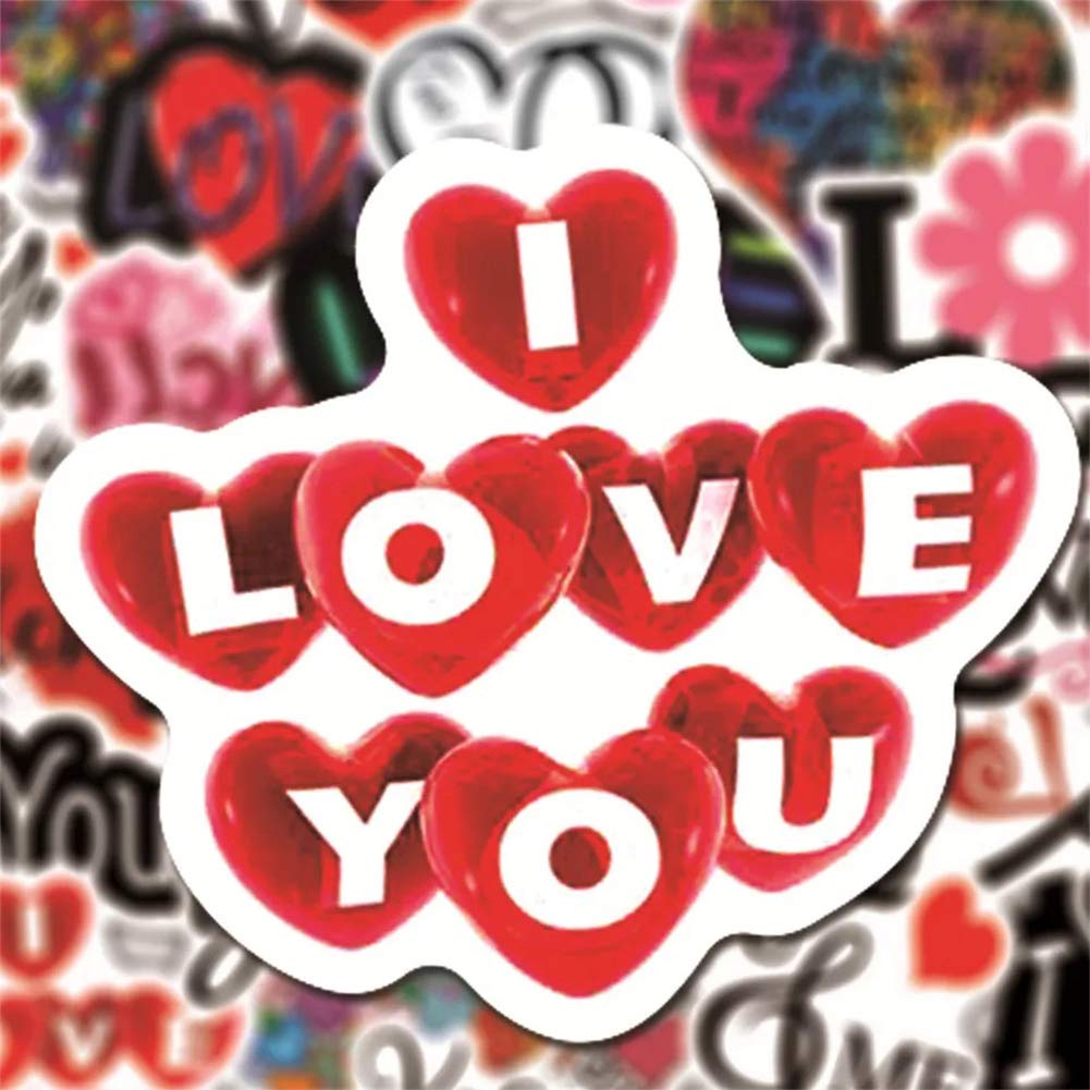 50 Pcs Waterproof Love Stickers - Vinyl Decals for Bike, Water Bottle, Laptop, Bicycle, Fridge, Cup, Luggage, Phone & Skateboard | Romantic DIY Decoration for Valentine's Day, Anniversary & Couple Gifts