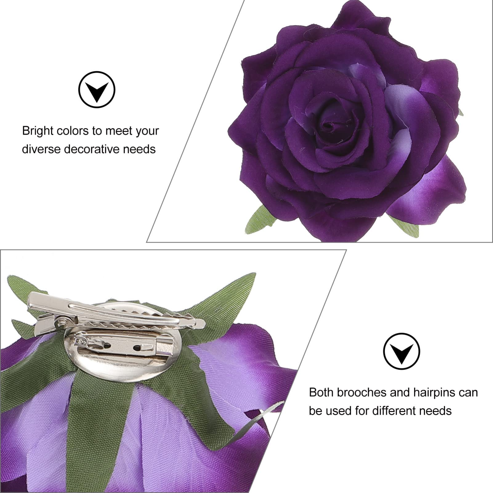 12pcs Rose Headdress Lapel Pins - Floral Brooches for Men & Women, Hair Clips & Flower Pins for Weddings, Parties, Prom, Bridal Accessories, Fashion Jewelry