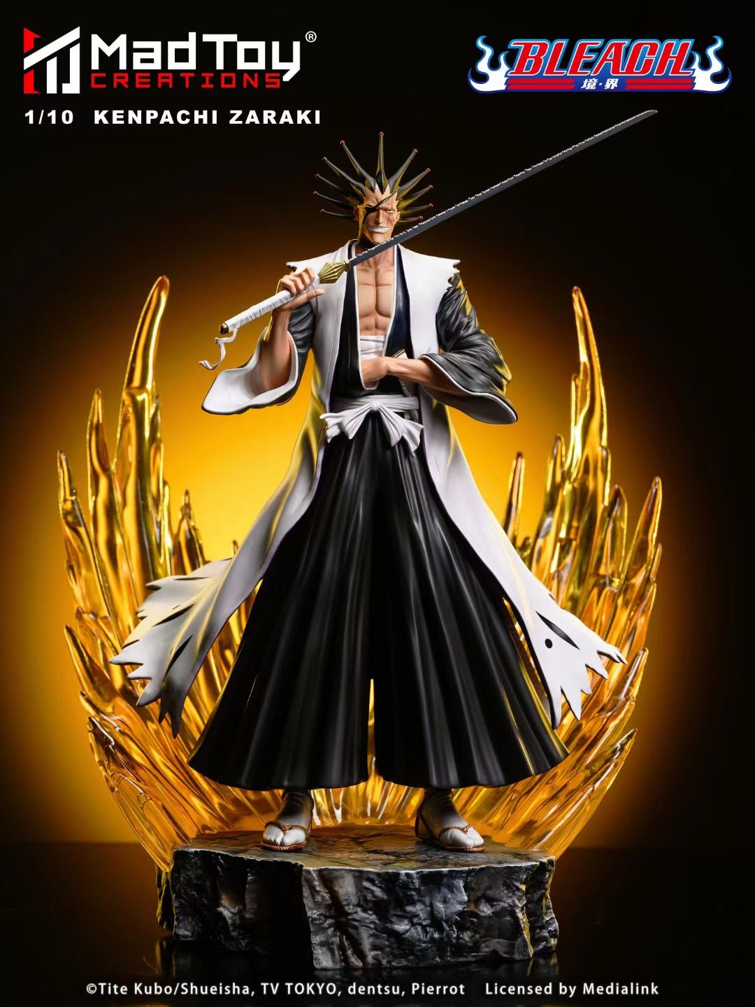 Medialink x MadToy Creations Licensed Kenpachi Zaraki Anime Figure - Bleach Collectible Action Figure for Anime Fans & Display