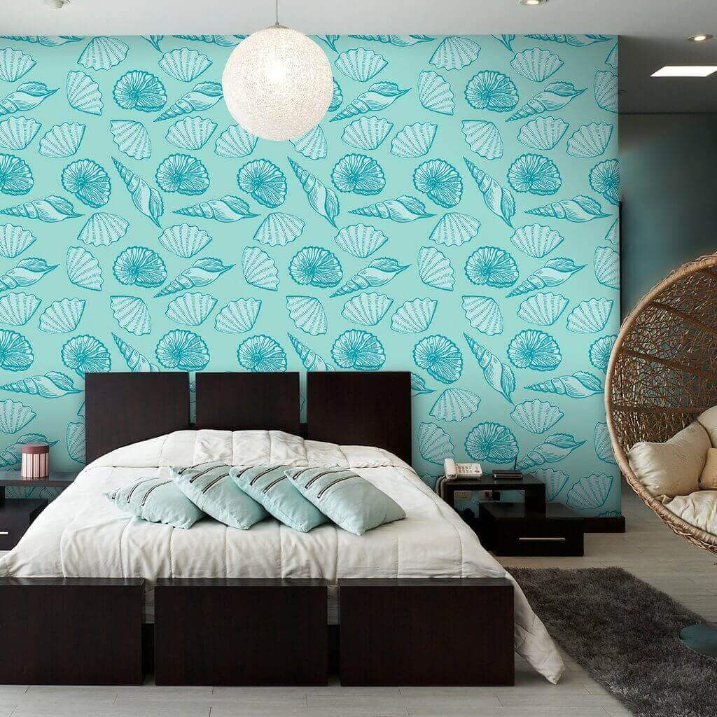 Teal and Turquoise Nautical Peel and Stick Removable Wallpaper - Self-Adhesive Decorative Wall Covering for Bedroom, Bathroom, Nursery & Home Decor